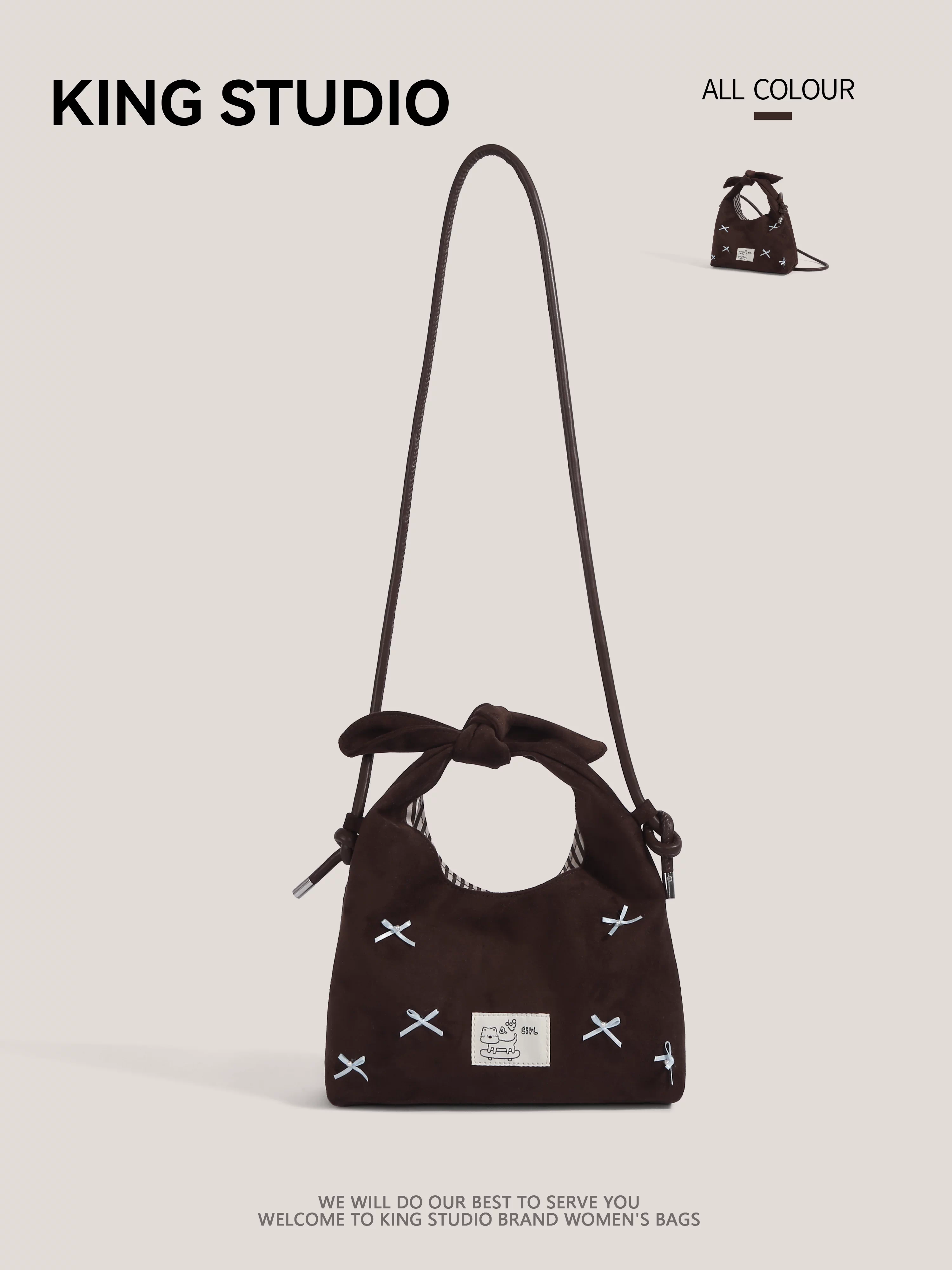 Túi xách nơ nữ mùa thu đông 2025, kiểu dáng mới lạ, retro, đa năng, đeo vai, đeo chéo, kiểu bánh bao