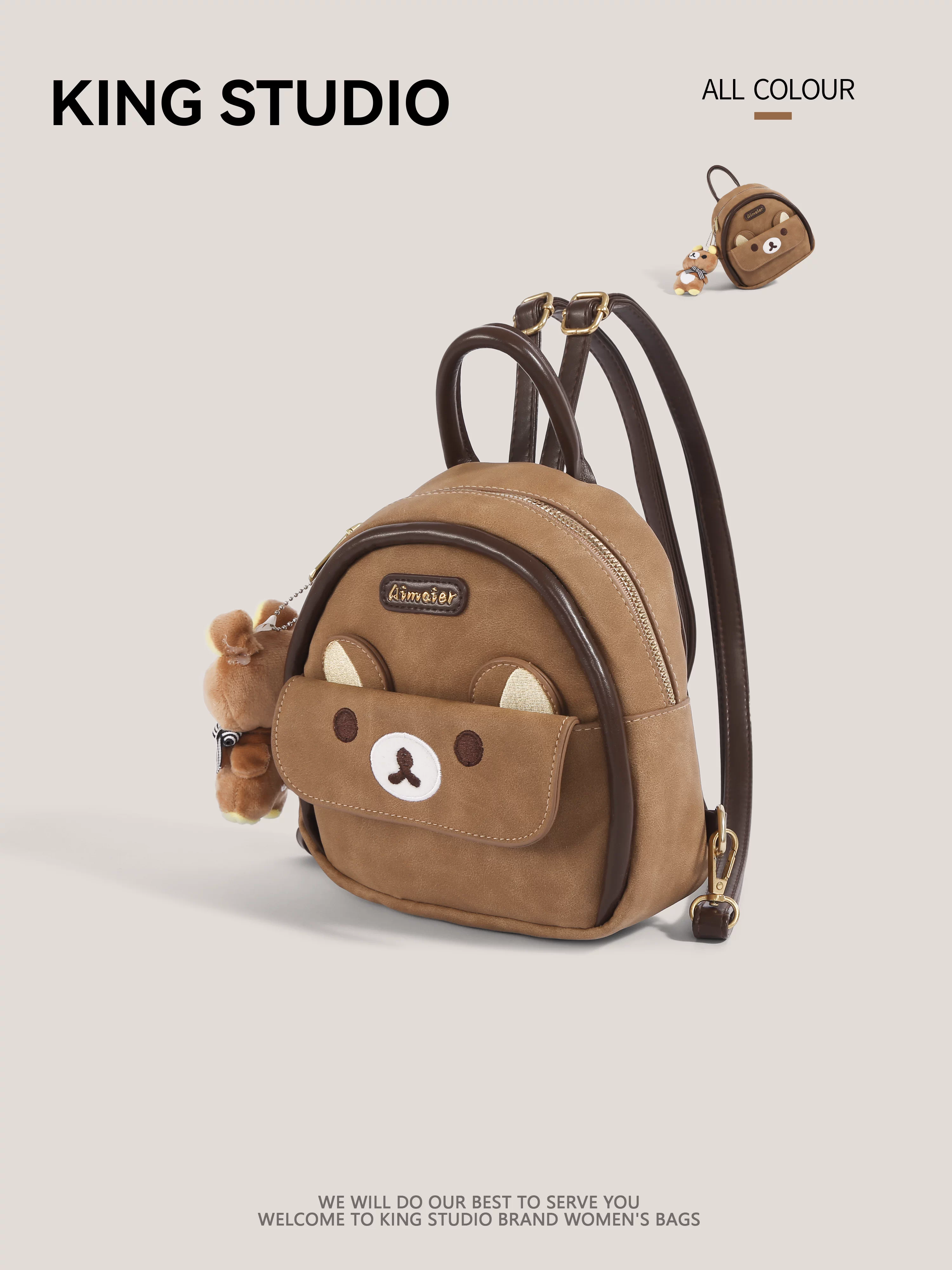 Ba lô hình gấu hoạt hình dễ thương dành cho nữ, mẫu mới 2026, phong cách retro độc đáo, balo học sinh, balo du lịch nhẹ