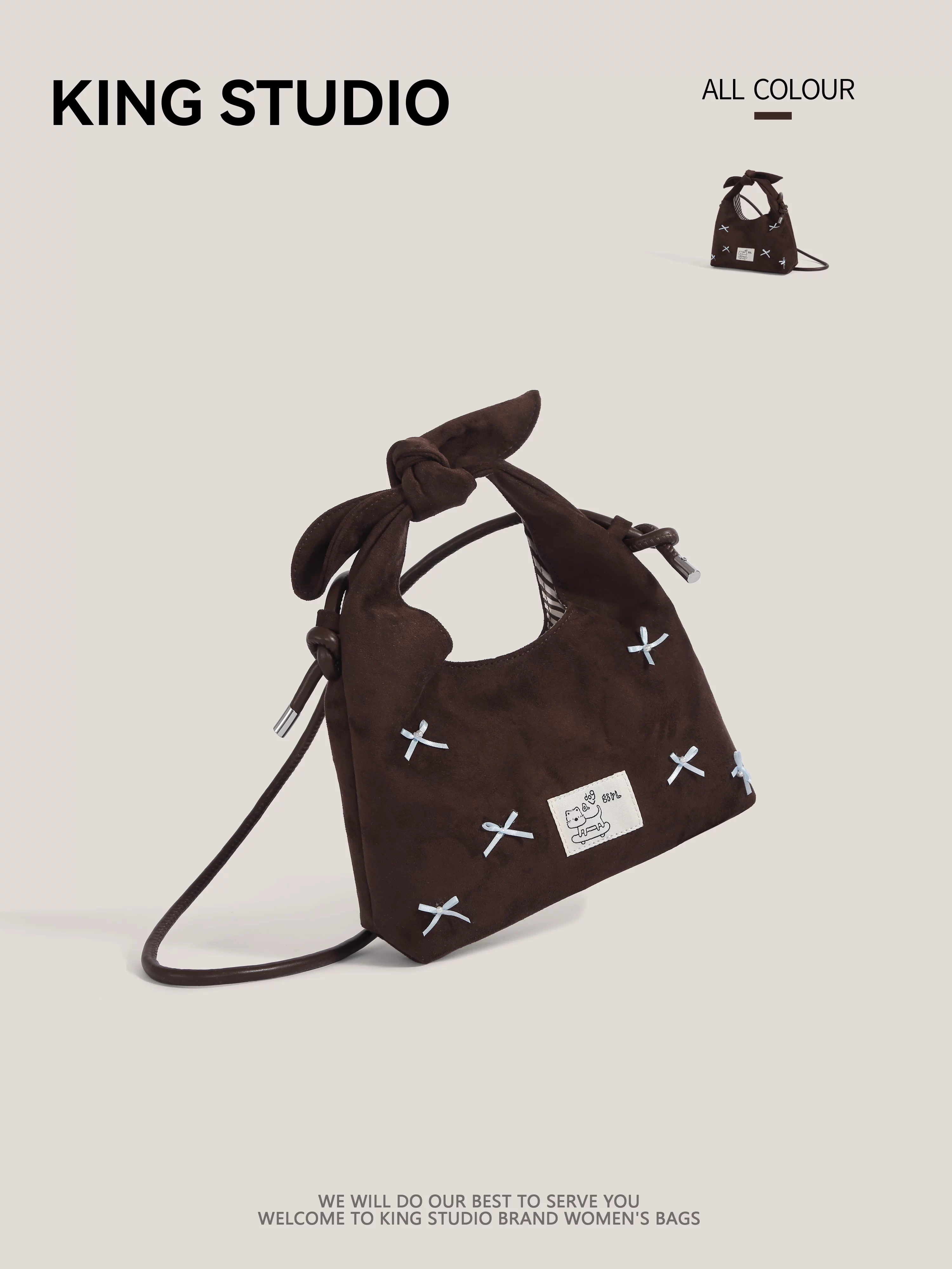 Túi xách nơ nữ mùa thu đông 2025, kiểu dáng mới lạ, retro, đa năng, đeo vai, đeo chéo, kiểu bánh bao