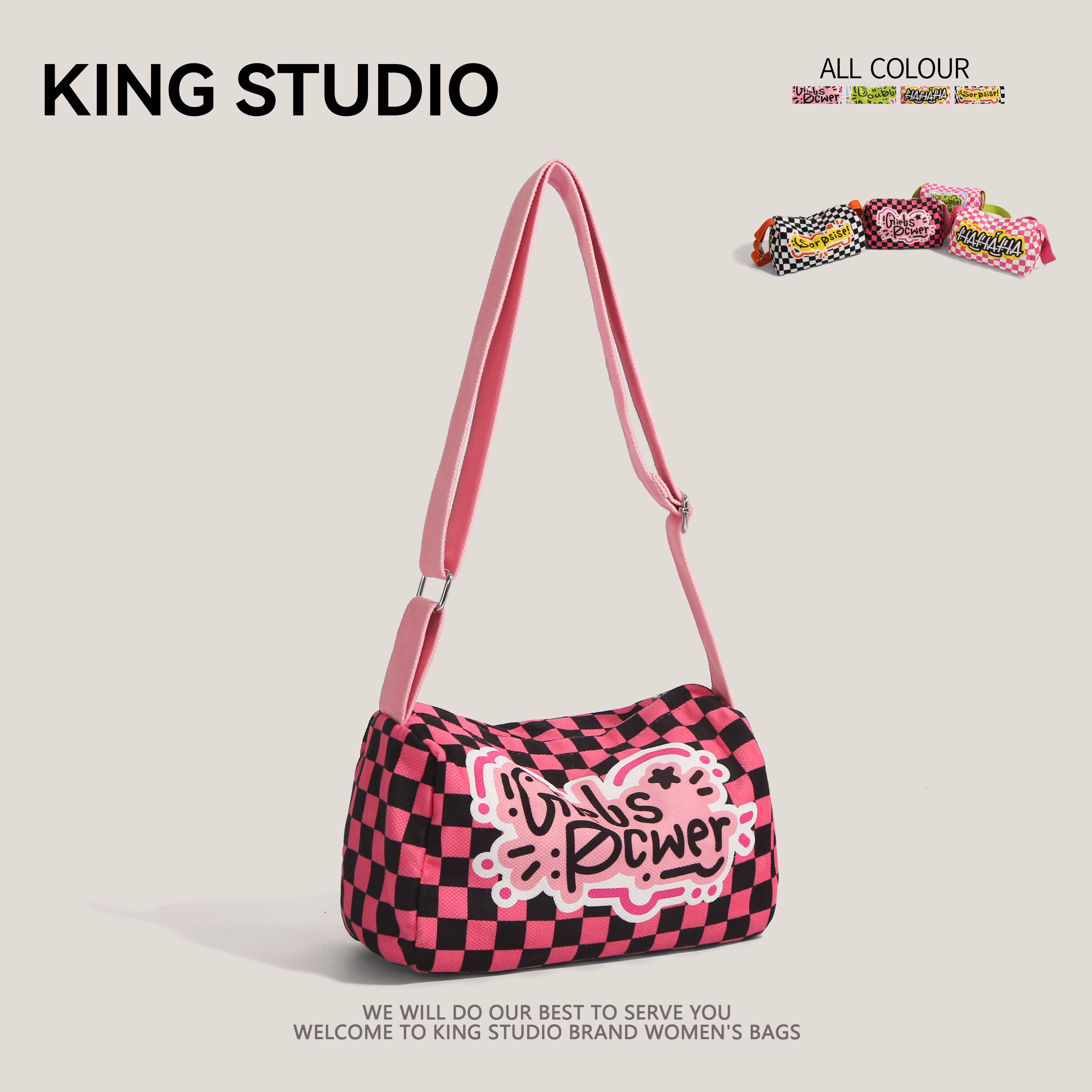 Túi đeo vai/chéo kiểu Nhật Bản dành cho nữ, mẫu mới 2025, thời thượng mùa hè, họa tiết caro, túi gối đeo nách