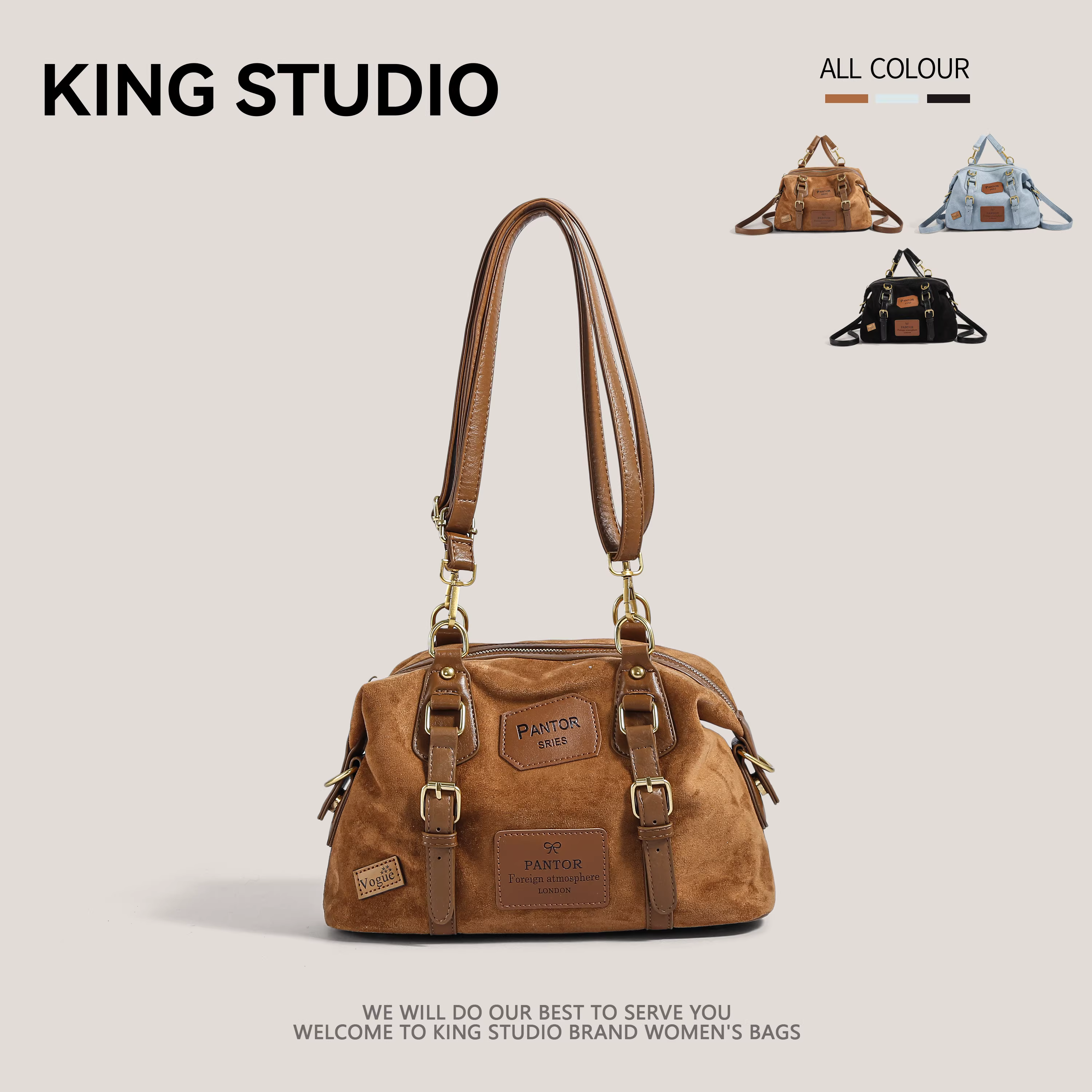 Túi da lộn cỡ lớn dành cho nữ, mẫu mới thu đông 2025, balo retro đi làm đa năng, đeo chéo một bên vai