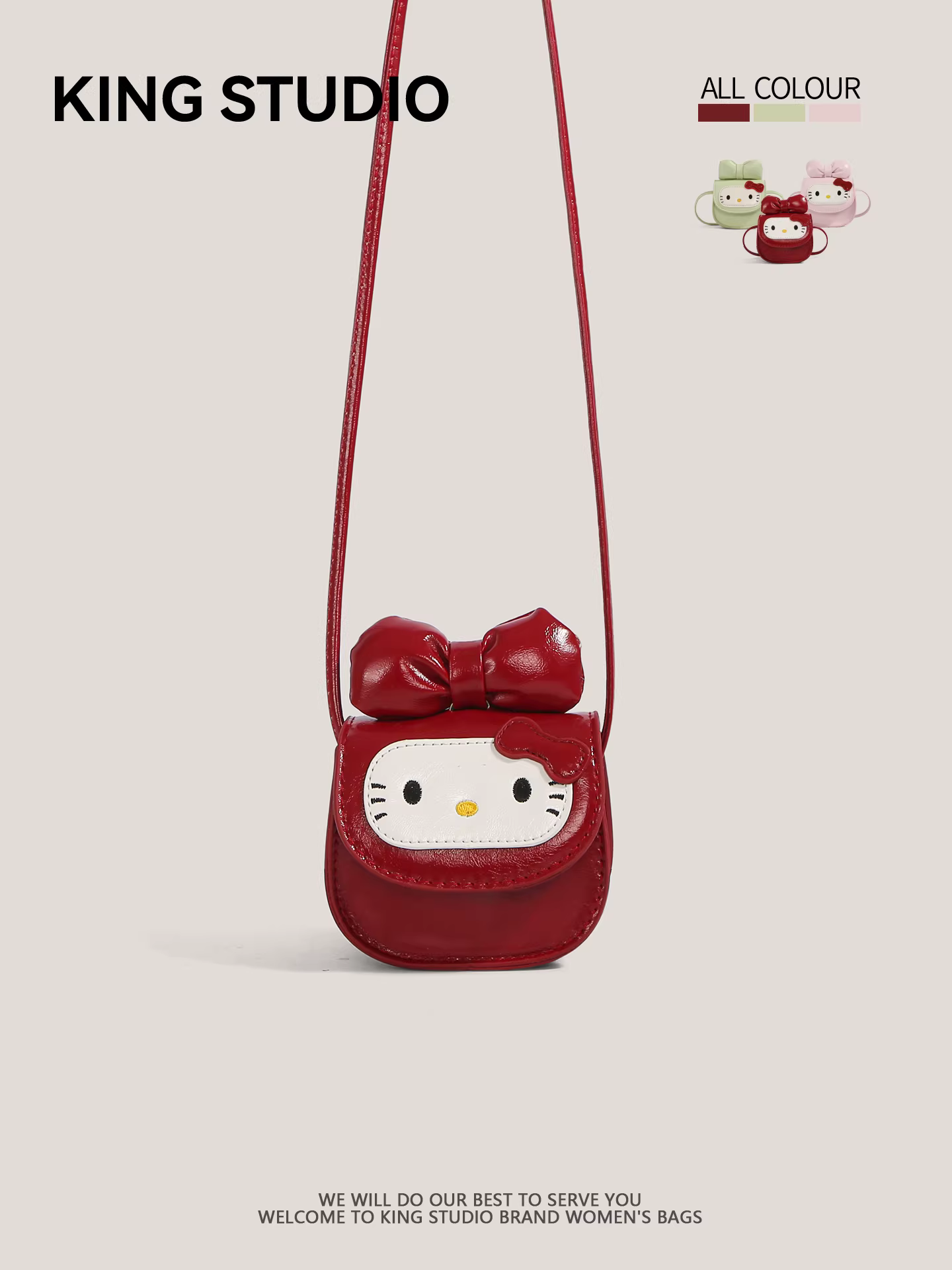 Túi mini Hello Kitty dễ thương dành cho nữ, mẫu mới 2026, thời trang, ví xu Hello Kitty hoạt hình, túi đeo vai, túi đeo chéo