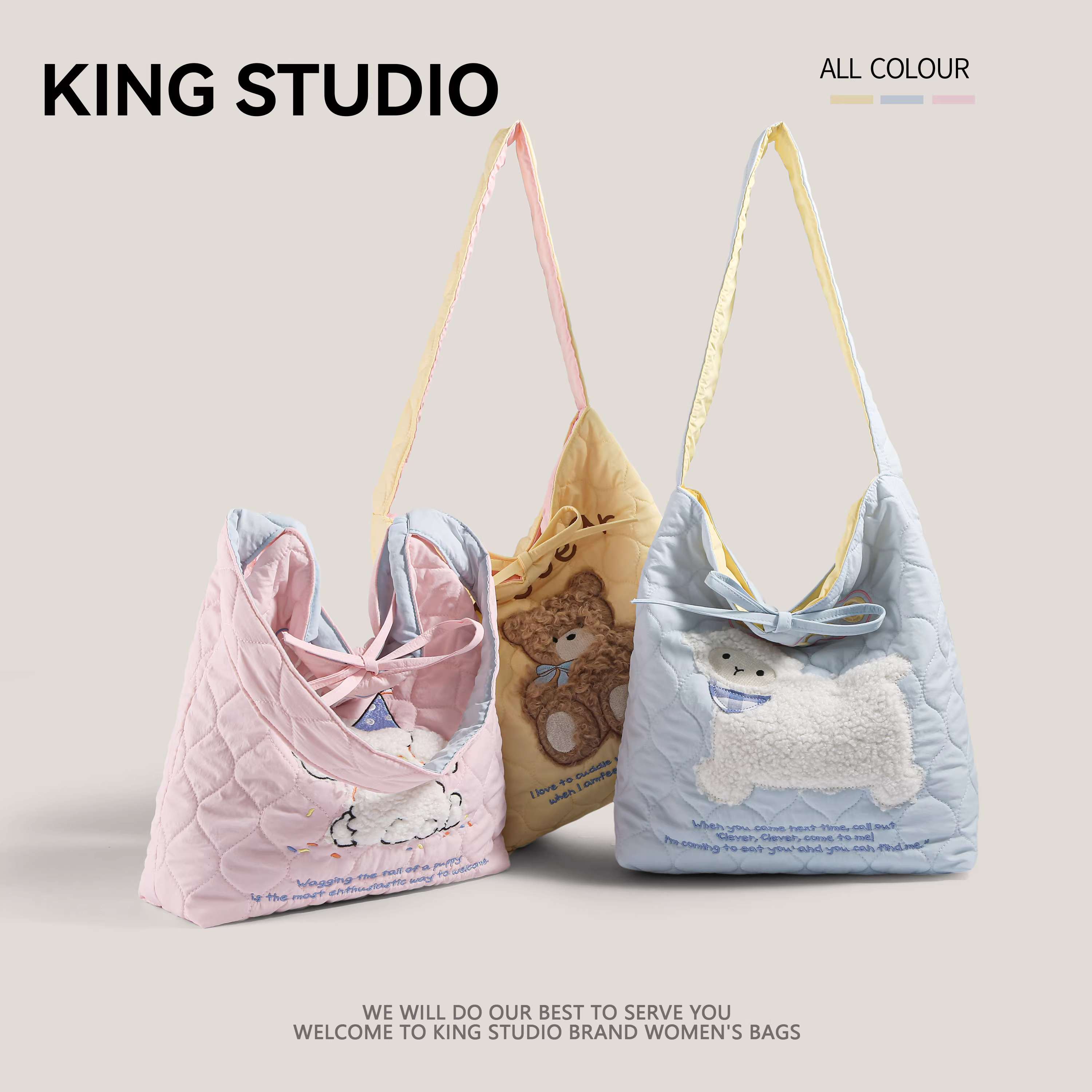 Túi xách lông thú dễ thương, dung tích lớn dành cho nữ, mẫu mới 2025, túi học sinh, túi kiểu Nhật, túi dáng xô, túi kiểu áo phao