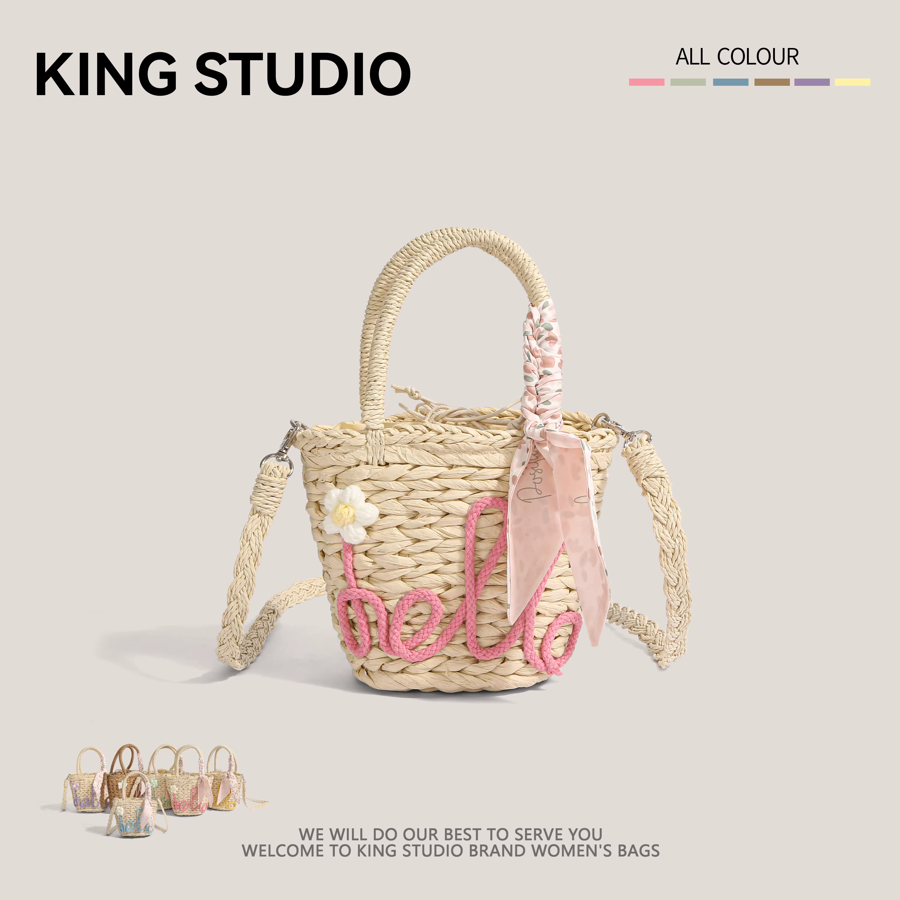 Túi cói dệt tay dành cho nữ thiết kế mới lạ 2025, đa năng, kiểu dáng xô, đeo chéo, đi biển, đi nghỉ mát