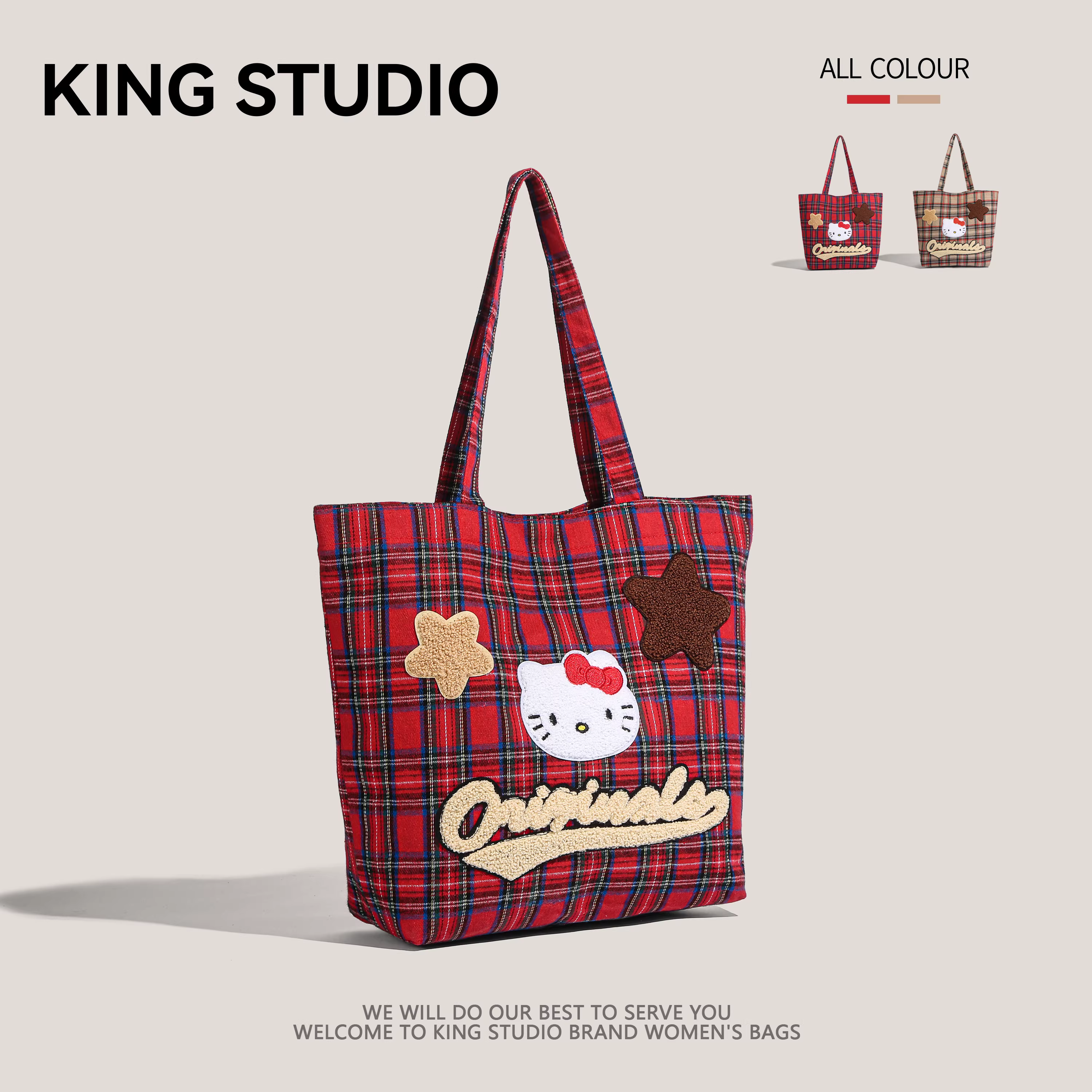 Túi vải canvas hoạt hình hellokitty dành cho nữ, túi học sinh hình mèo kt dễ thương, túi tote đeo vai đựng quần áo công sở dung tích lớn