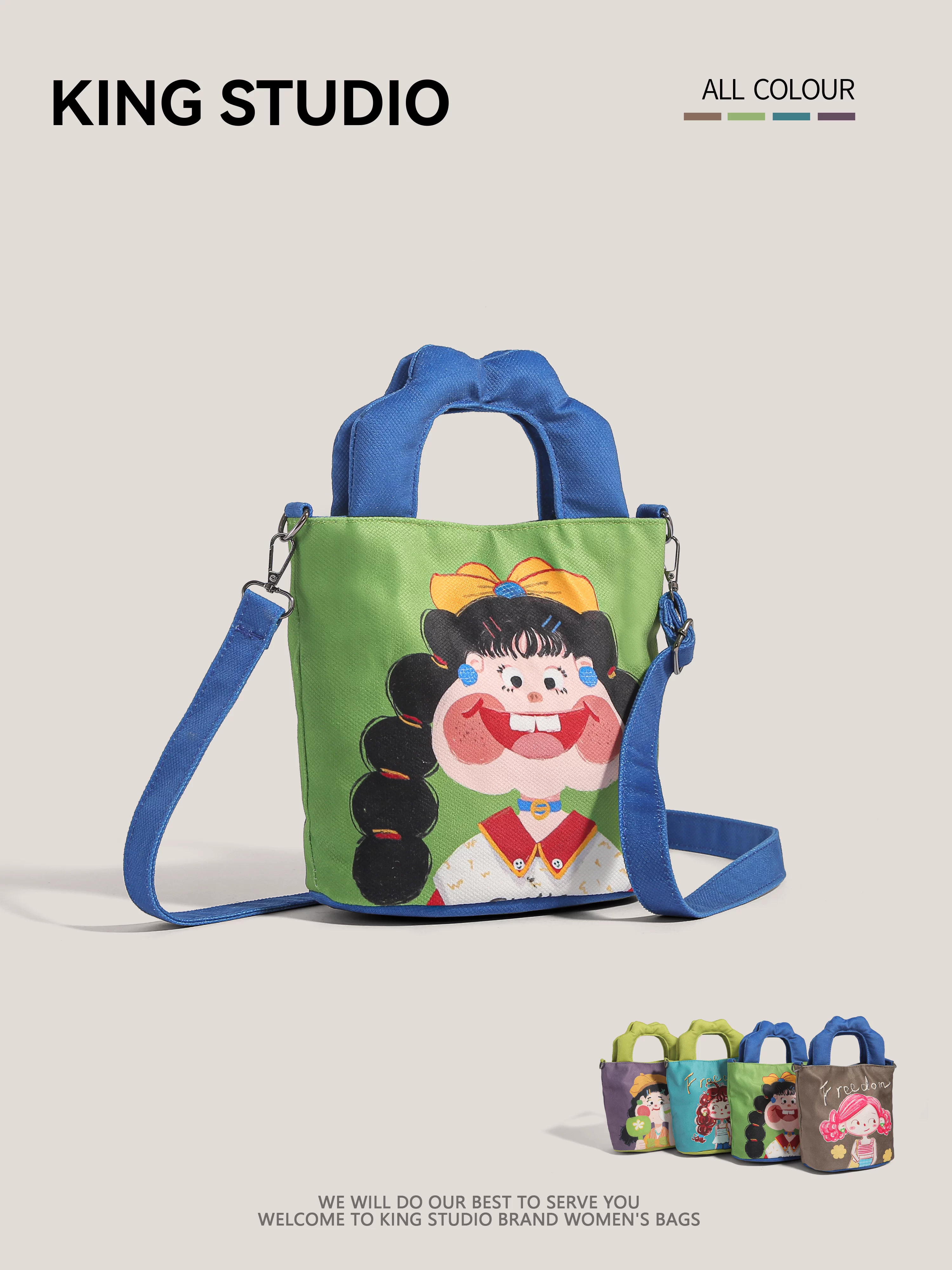 Thiết kế minh họa túi đeo vai nữ 2025 mới thời thượng dễ thương, túi xách vải canvas độc đáo xấu lạ dễ thương, túi đeo chéo