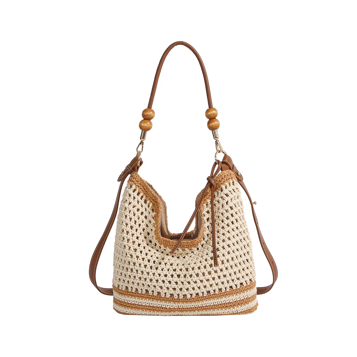 Túi cói dệt cỡ lớn dành cho nữ, mẫu mới hè 2025, túi đeo vai/chéo thời trang, túi tote cói đục lỗ