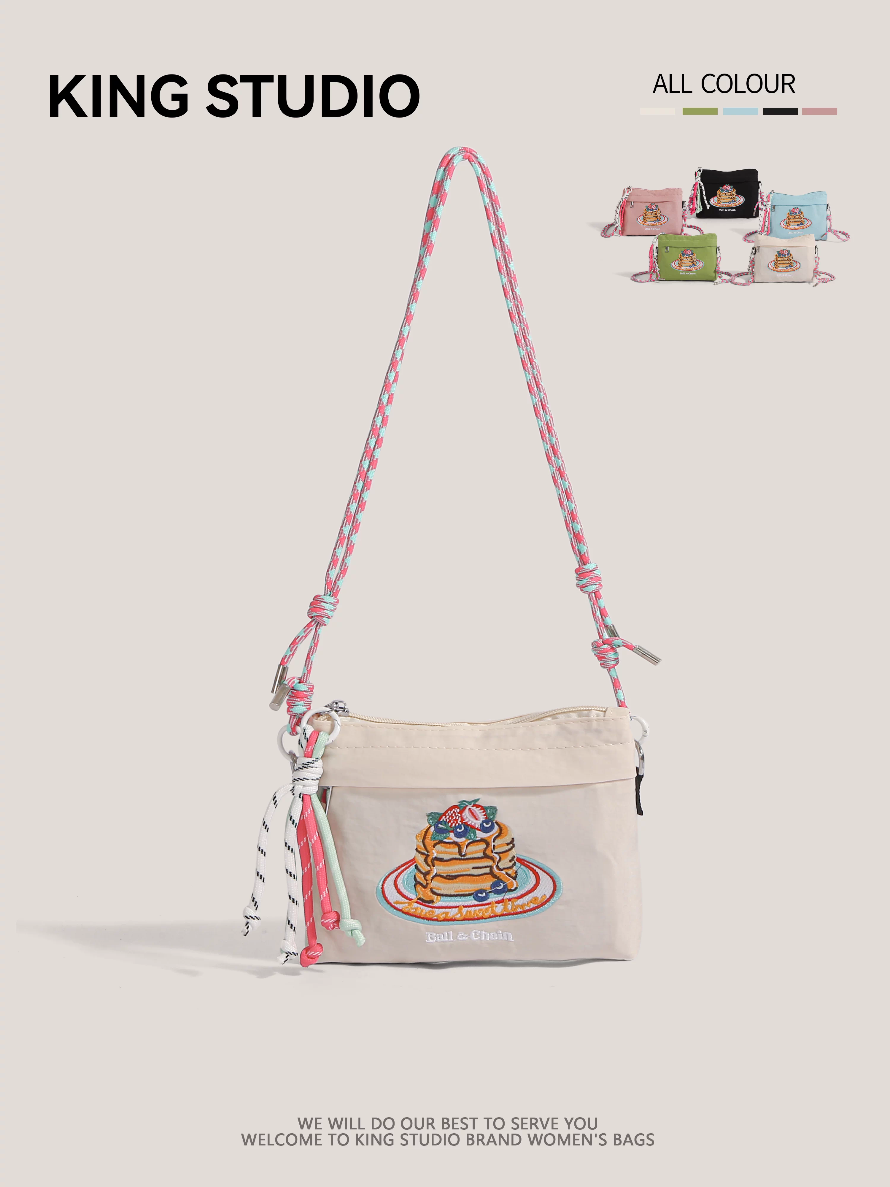 Túi mua sắm thân thiện với môi trường dây chuyền bi Nhật Bản, túi nylon thêu, túi tote mini, túi đựng điện thoại, túi đeo chéo một vai