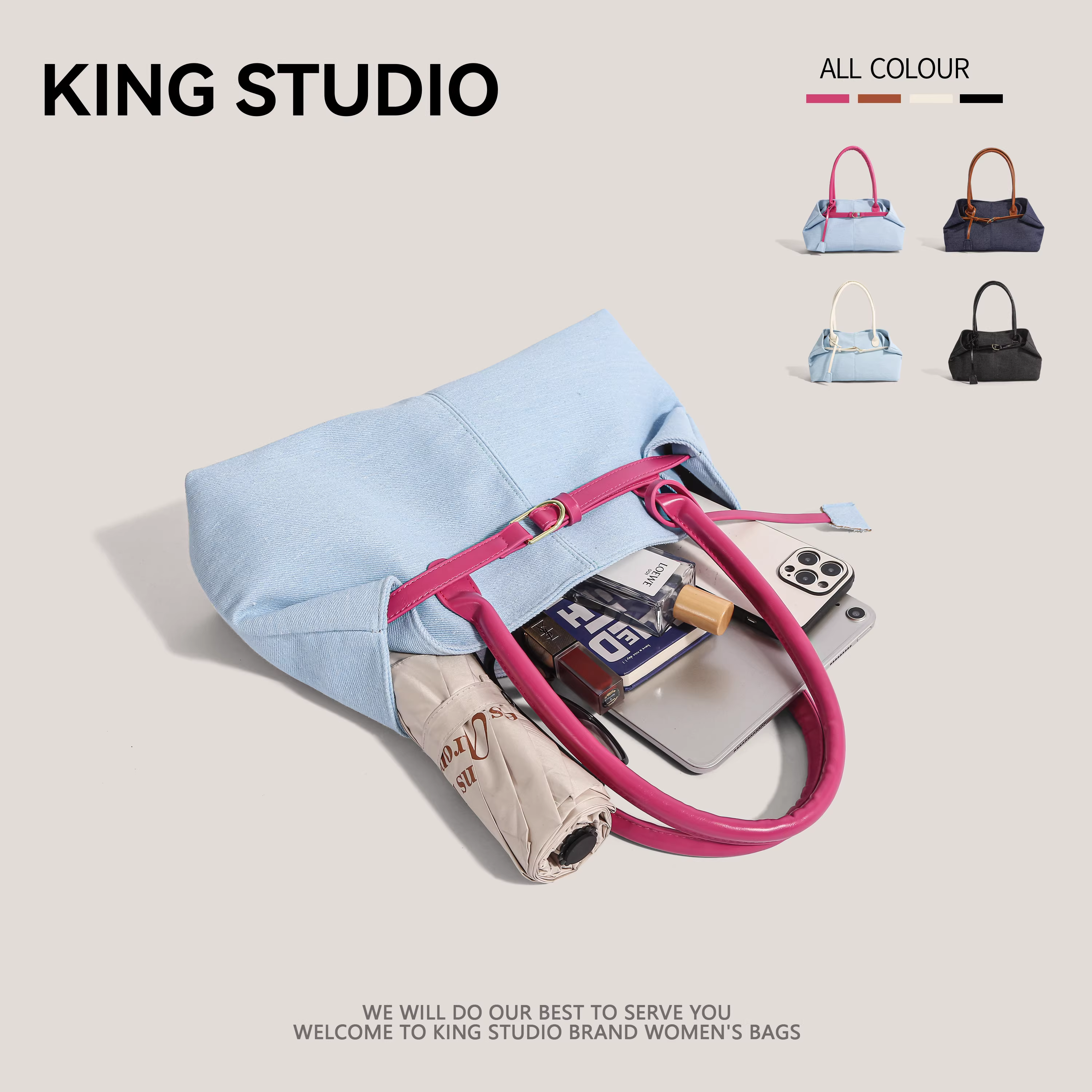 Túi đeo vai/nách cỡ lớn phối màu đơn giản, năng động dành cho nữ, mẫu mới thời trang đa năng năm 2025.