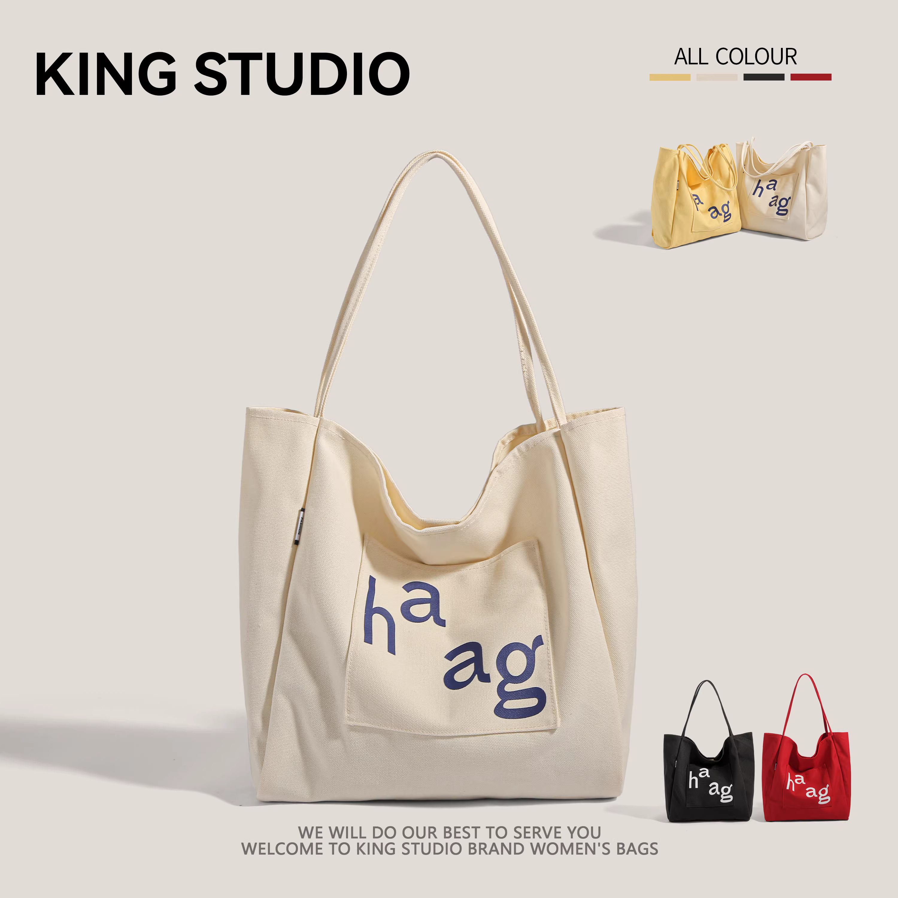 Túi vải bố cỡ lớn dành cho nữ, mẫu mới hè 2025, thời trang đa năng, phong cách phóng khoáng, túi đeo vai, túi đi học, túi đi làm, túi đi chợ