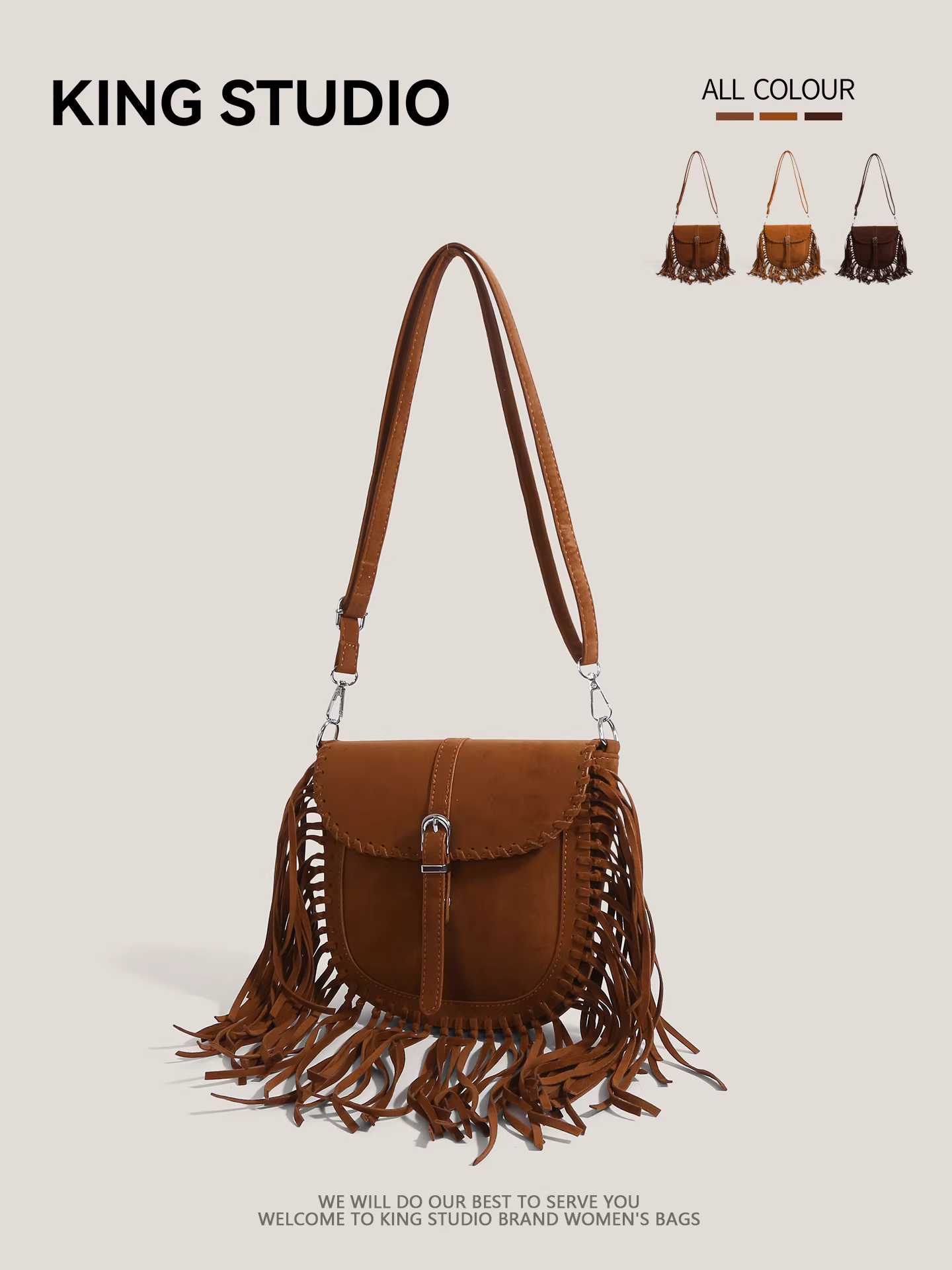 Túi tua rua thời trang nữ 2025 kiểu mới thu đông, phong cách retro, túi đeo chéo đa năng, phù hợp đi làm