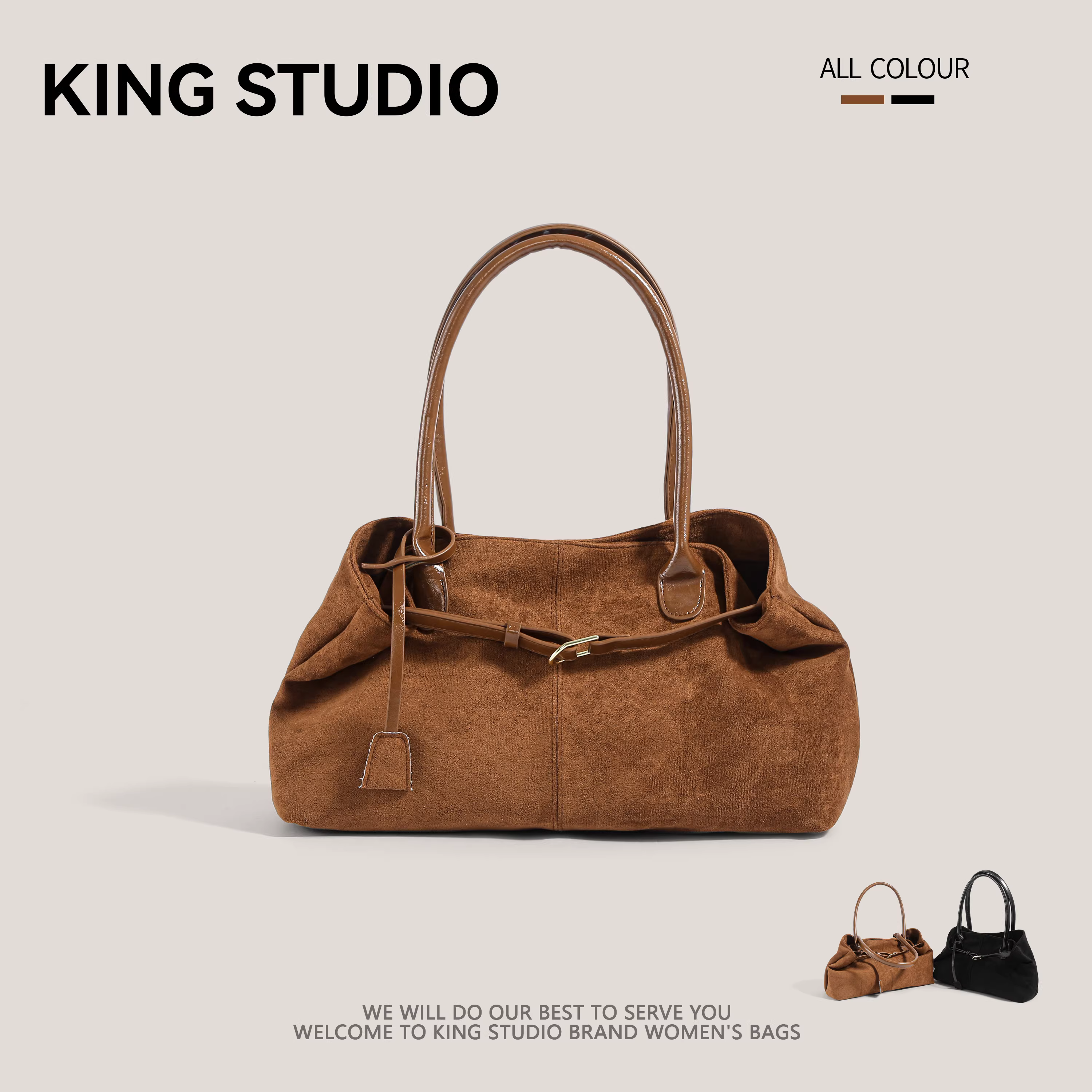 Túi đeo nách da lộn mùa thu đông dành cho nữ 2025, mẫu mới thời thượng phong cách Hàn Quốc, túi tote cỡ lớn, túi đi làm dung tích lớn