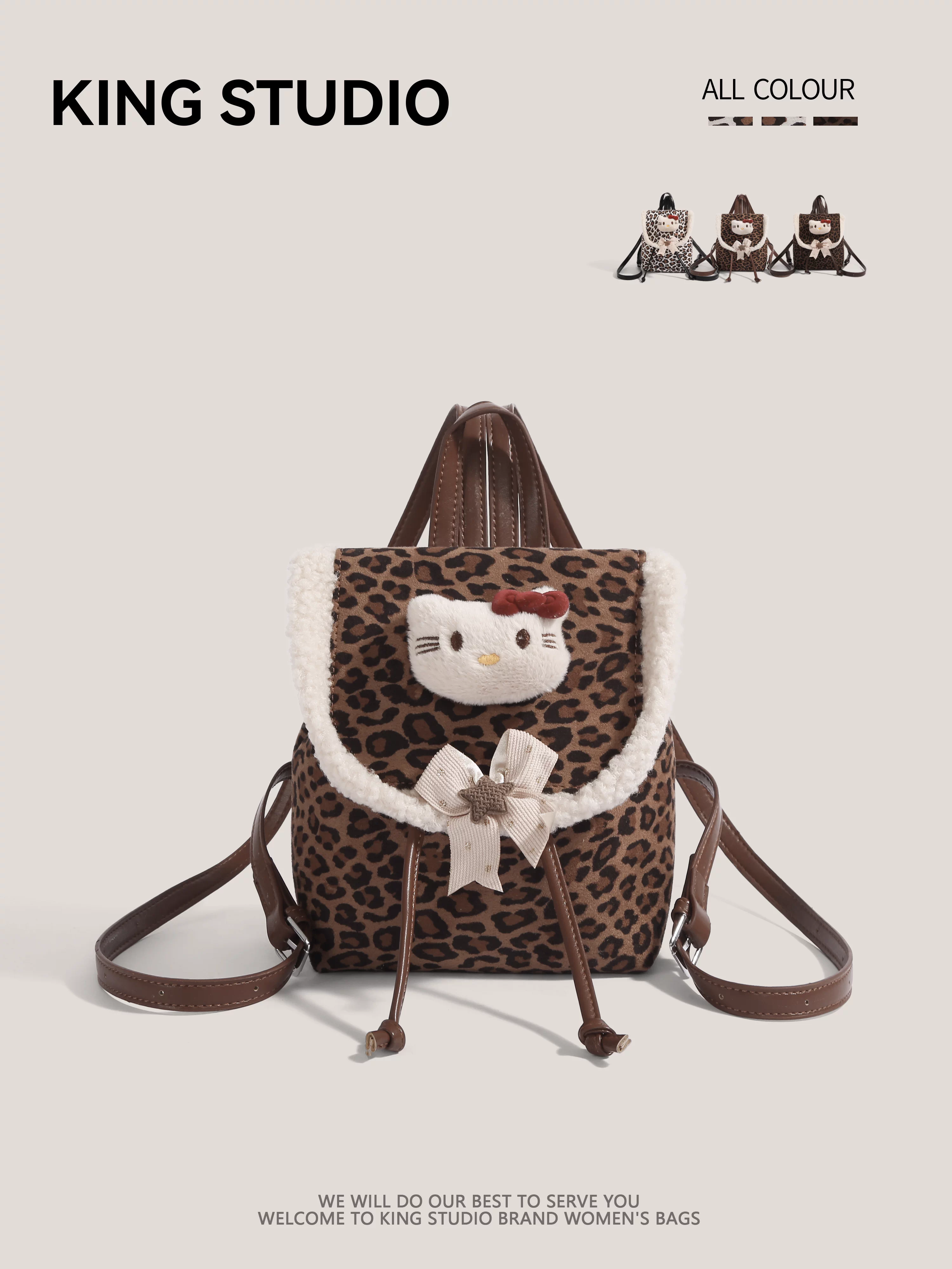 Ba lô in hình Hello Kitty dành cho nữ, mẫu mới 2025, túi đeo vai đa năng phong cách hoạt hình Hello Kitty