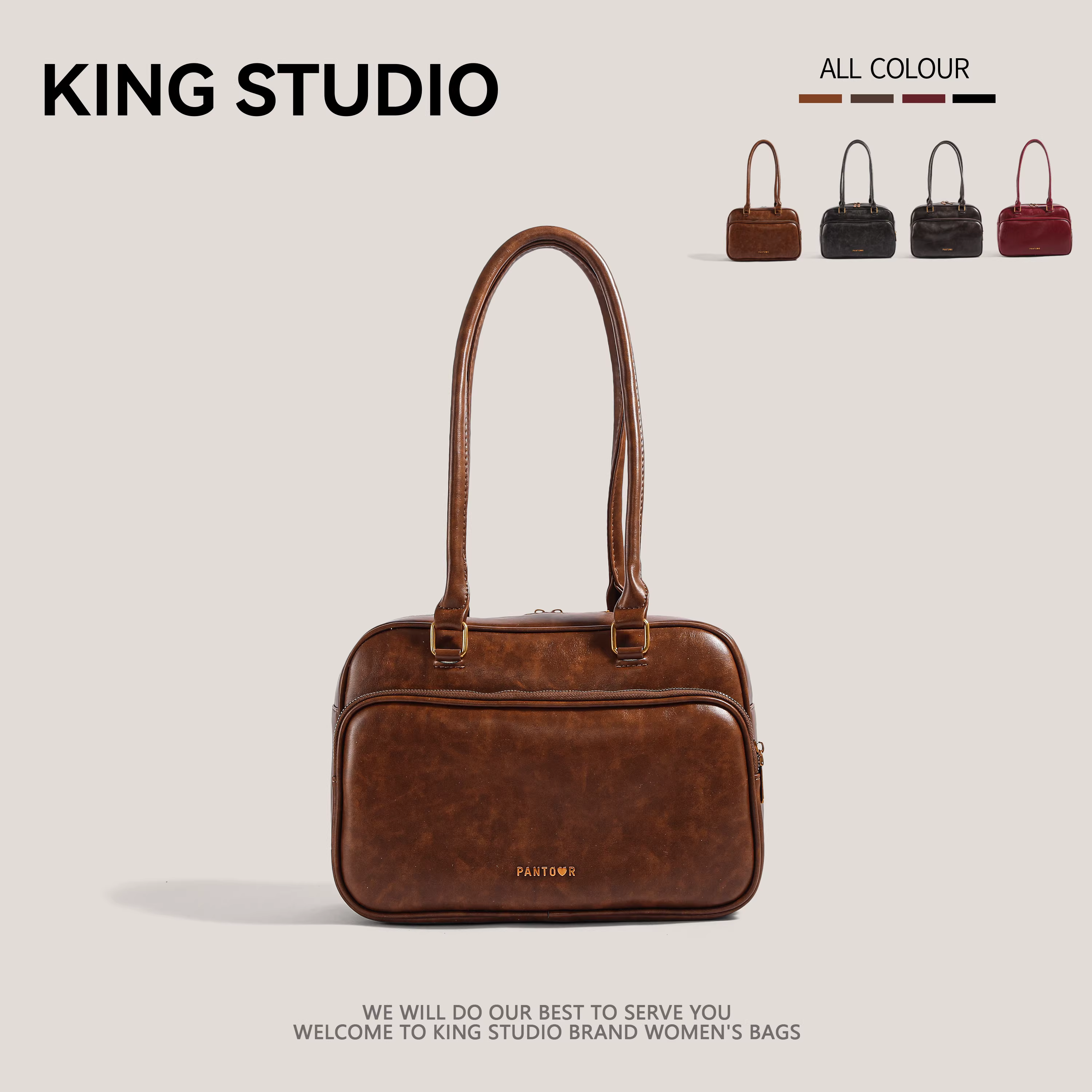 Túi bowling xách tay retro dành cho nữ, mẫu mới thu đông 2025, phong cách Hàn Quốc thời thượng, túi đeo nách, dung tích lớn, kiểu cặp.