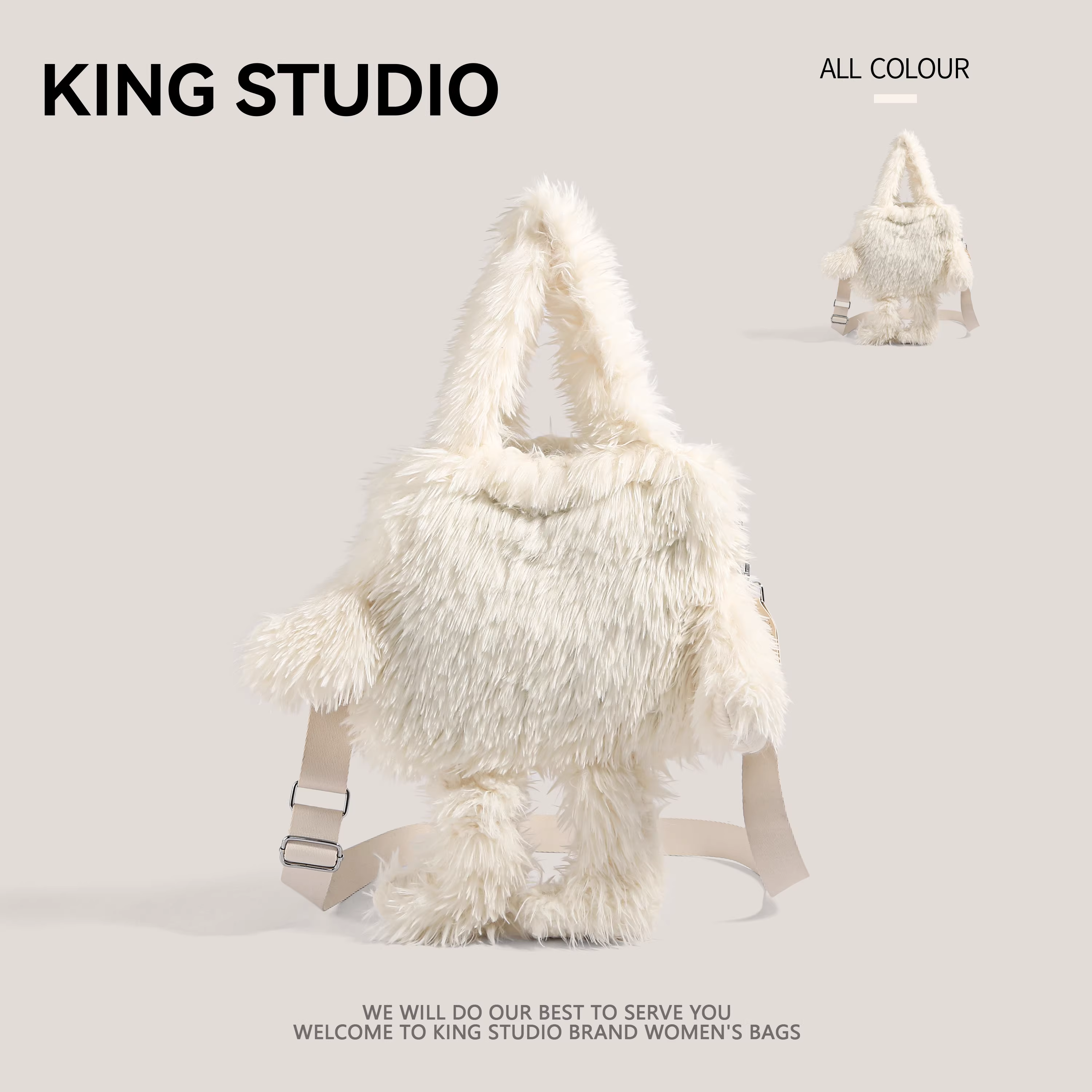 Túi tote lông thú dễ thương độc đáo dành cho nữ, mẫu mới 2025, túi đeo chéo lông mềm mại, dung tích lớn, túi xách đeo vai, túi lông thú