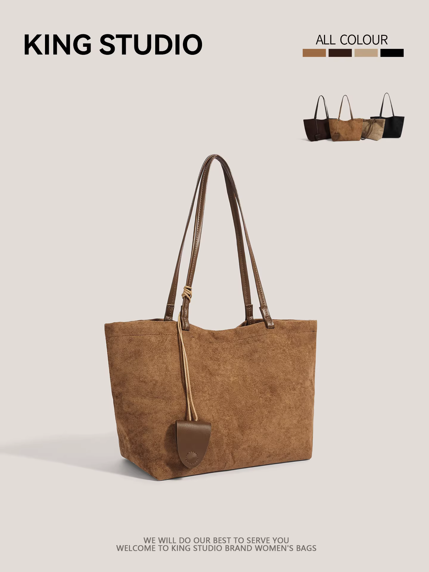 Túi xách da lộn retro cỡ lớn dành cho nữ, mẫu mới thu đông 2025, thời trang cao cấp, túi tote cầm tay đeo vai