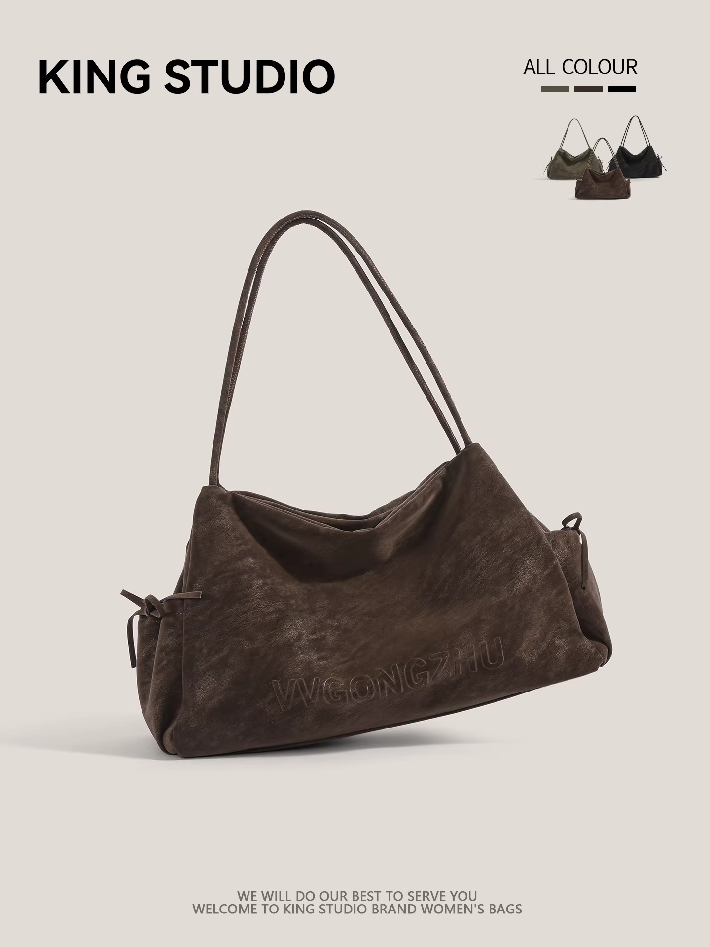 Túi xách da lộn phong cách Maillard dành cho nữ 2026, kiểu retro cao cấp, dung tích lớn, túi đeo vai đi làm