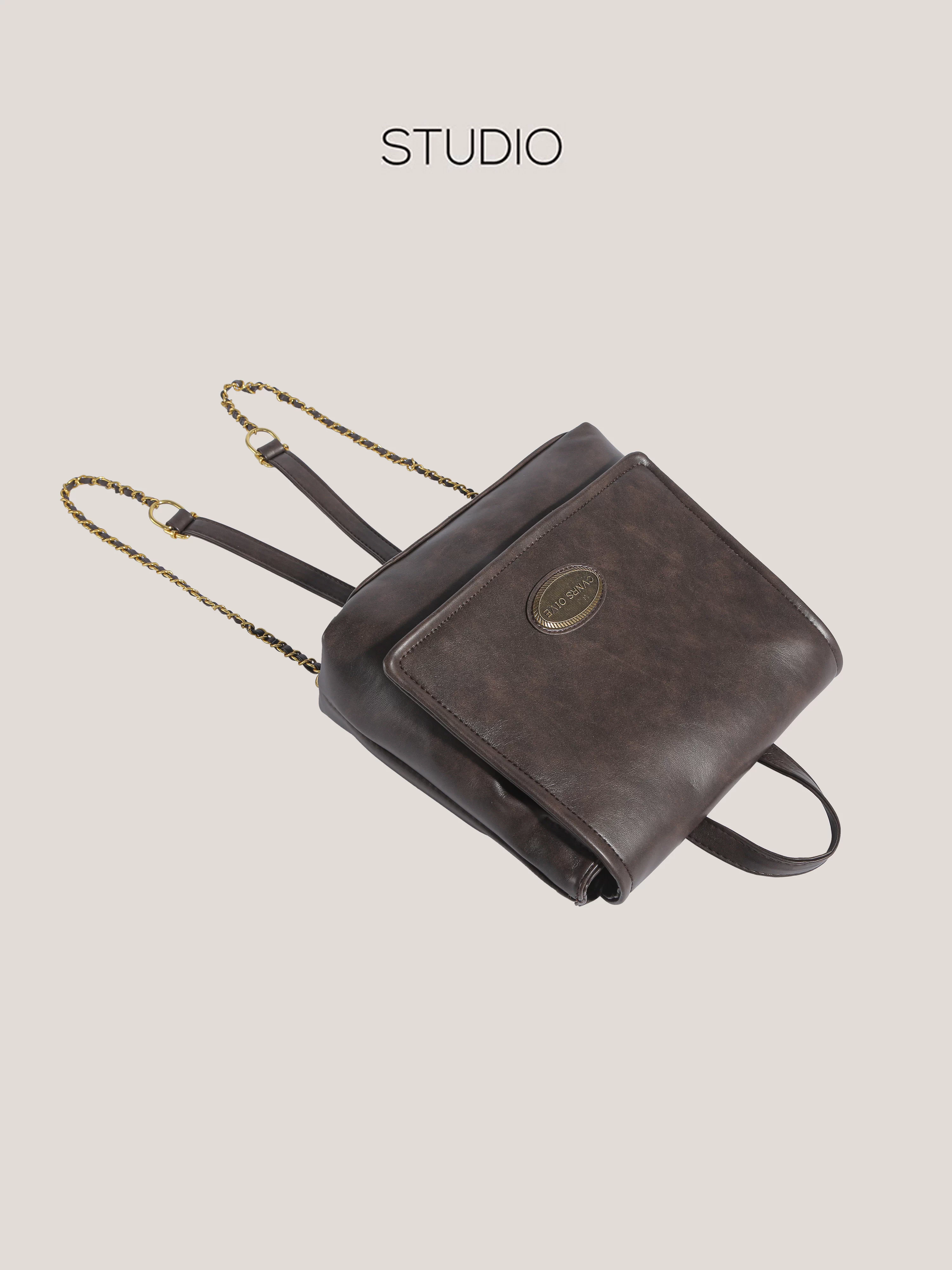 Ba lô retro Maillard dành cho nữ, mẫu mới 2025, phong cách Hàn Quốc, túi xách cỡ lớn, túi tote đi làm