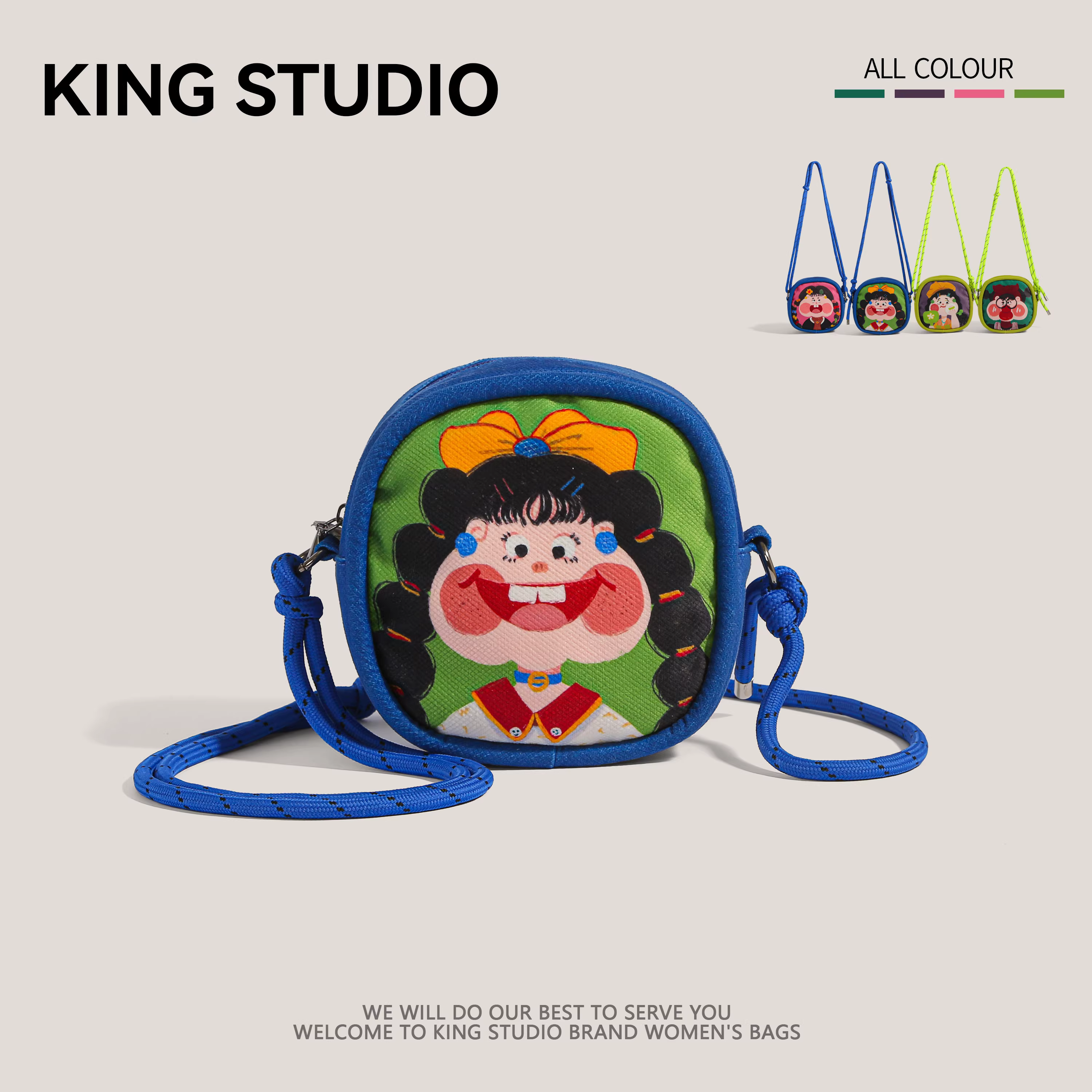 Túi xách thiết kế độc đáo, cá tính, dành riêng cho nữ năm 2025, kiểu graffiti nhỏ hình vuông, dễ thương, hoạt hình, đeo vai, đeo chéo