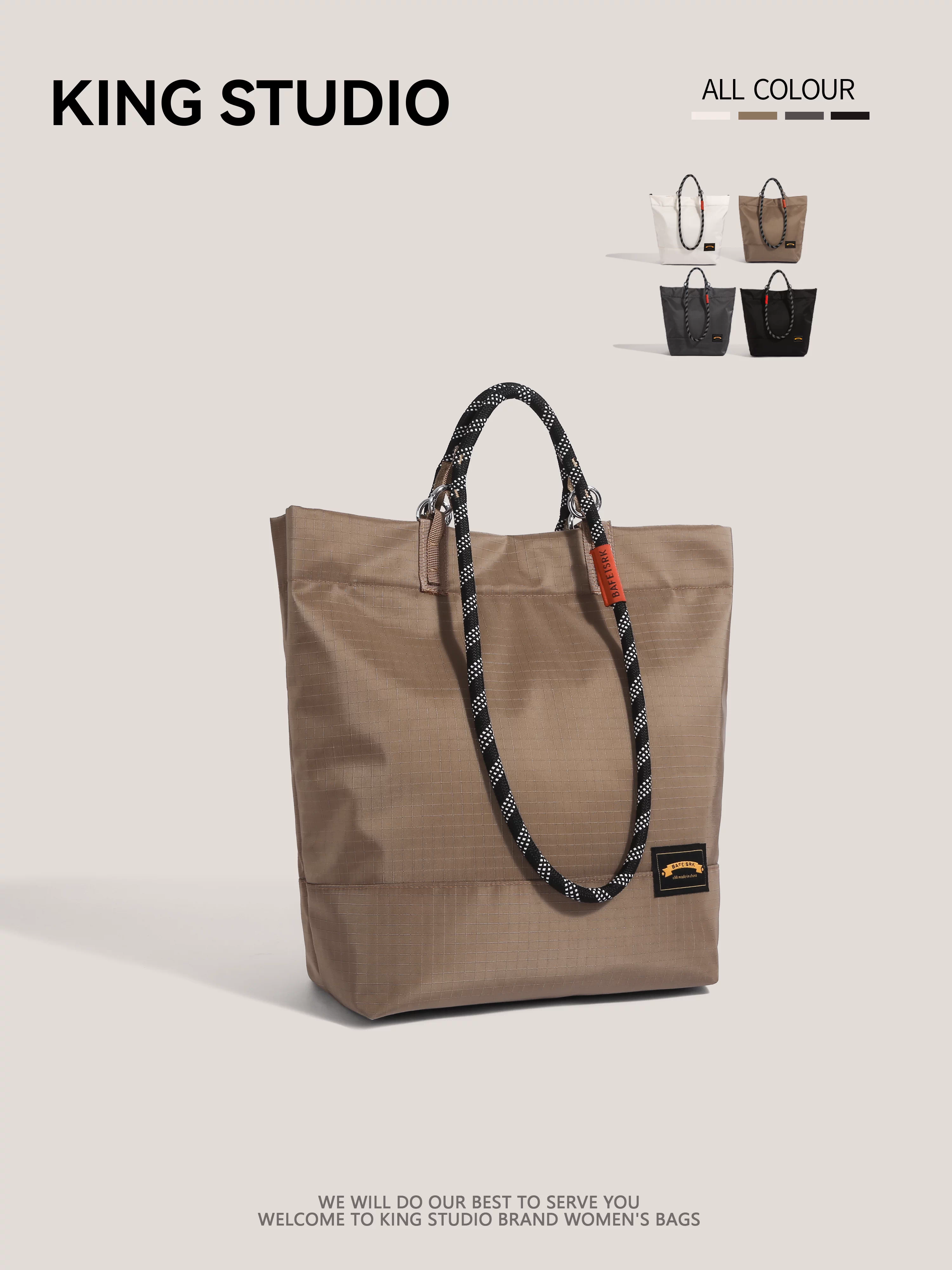 Túi nylon thông thường nhẹ, chống thấm nước, kiểu Nhật Bản dành cho nữ, bền và chống mài mòn, túi tote đi làm cỡ lớn.