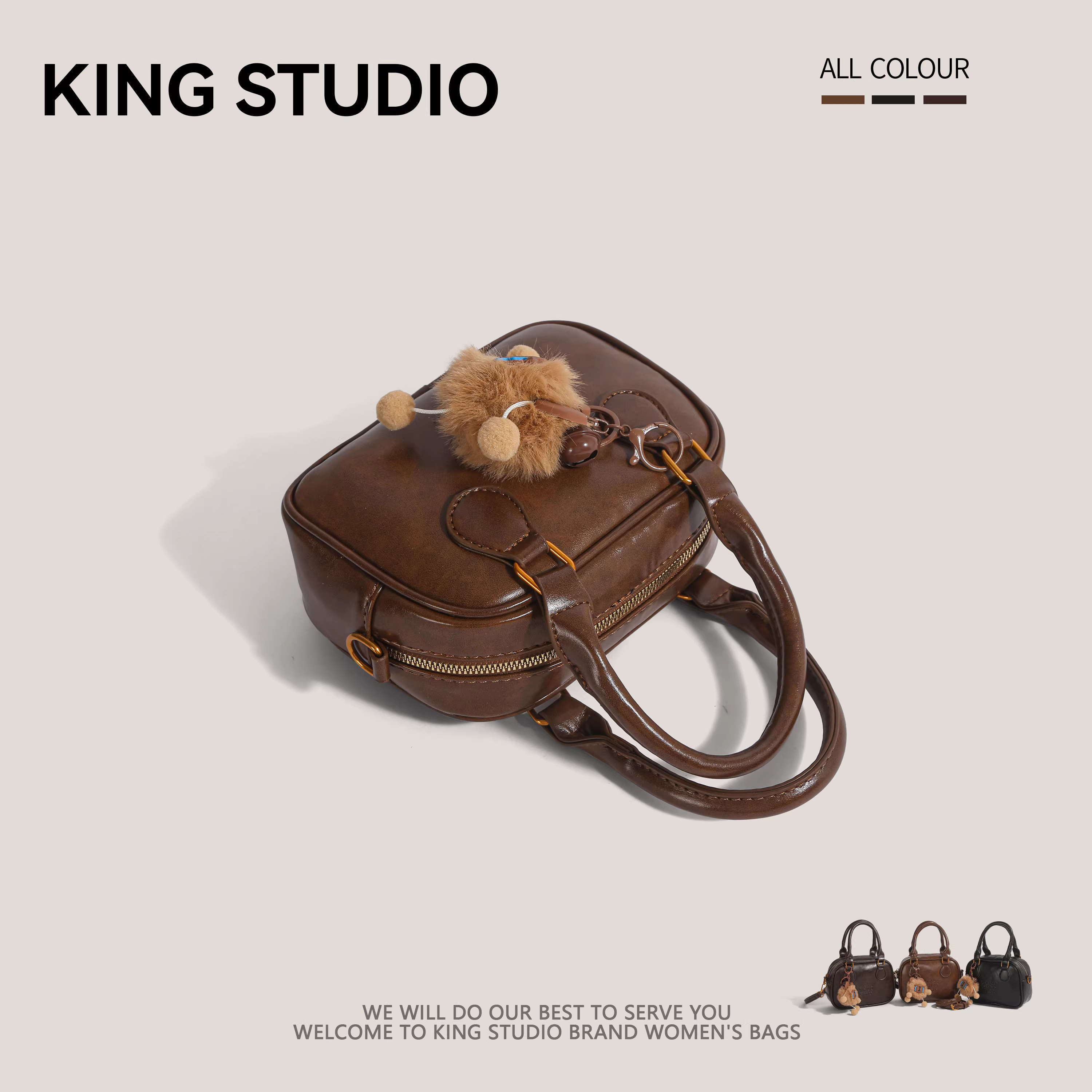 Túi bowling retro độc đáo dành cho nữ, mẫu mới xuân/hè 2025, túi đeo vai/chéo chất lượng cao, đa năng