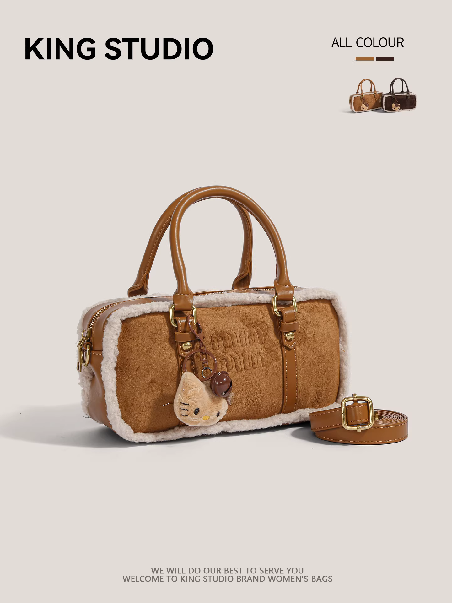 Túi bowling len cừu cao cấp dành cho nữ, mẫu mới thu đông 2025, kiểu dáng retro thời thượng, túi đeo vai/chéo cá tính