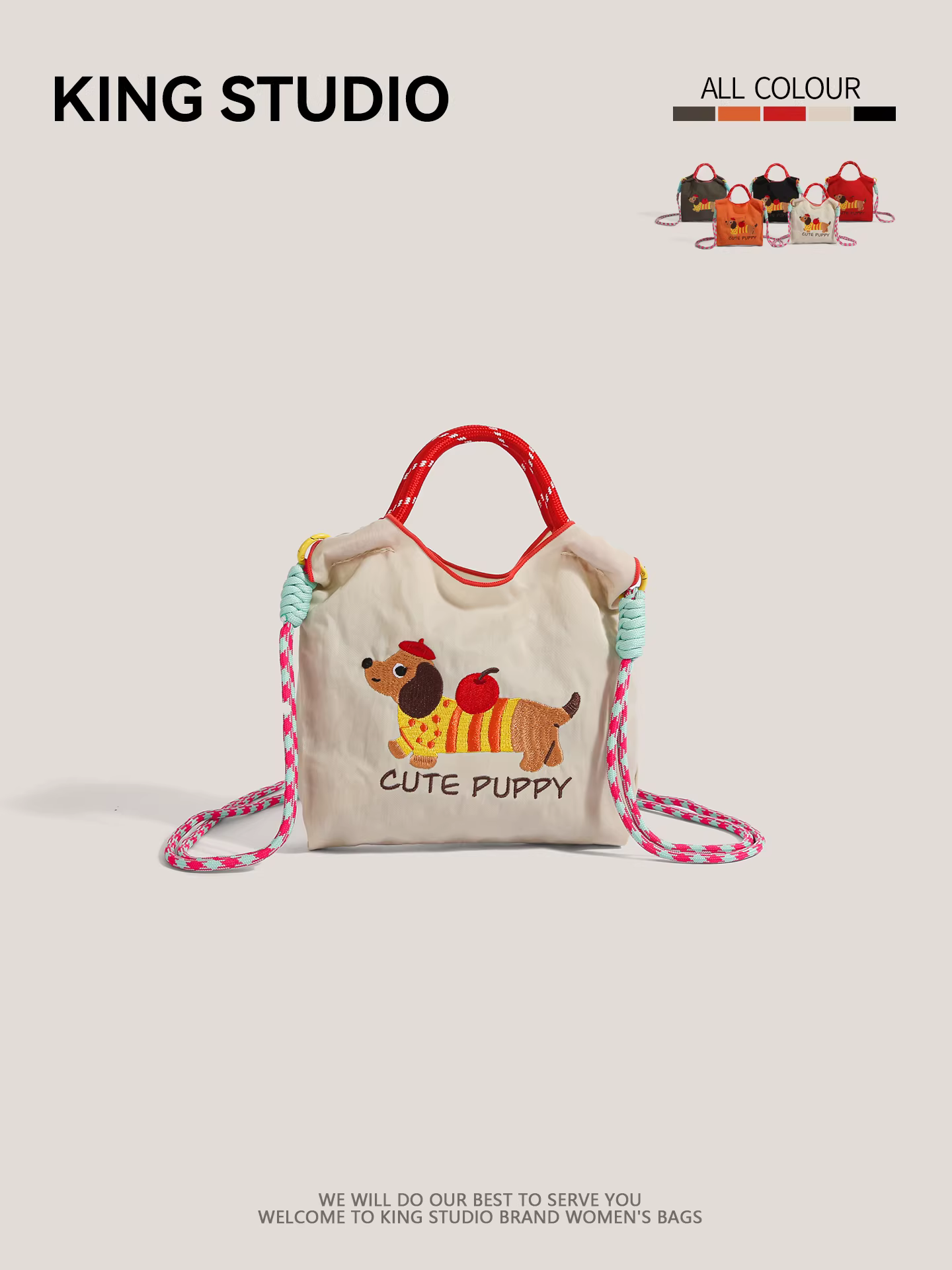 Túi mua sắm thân thiện với môi trường thêu hình chó dachshund Nhật Bản, túi tote mini, túi đeo vai, túi đeo chéo, túi đựng điện thoại