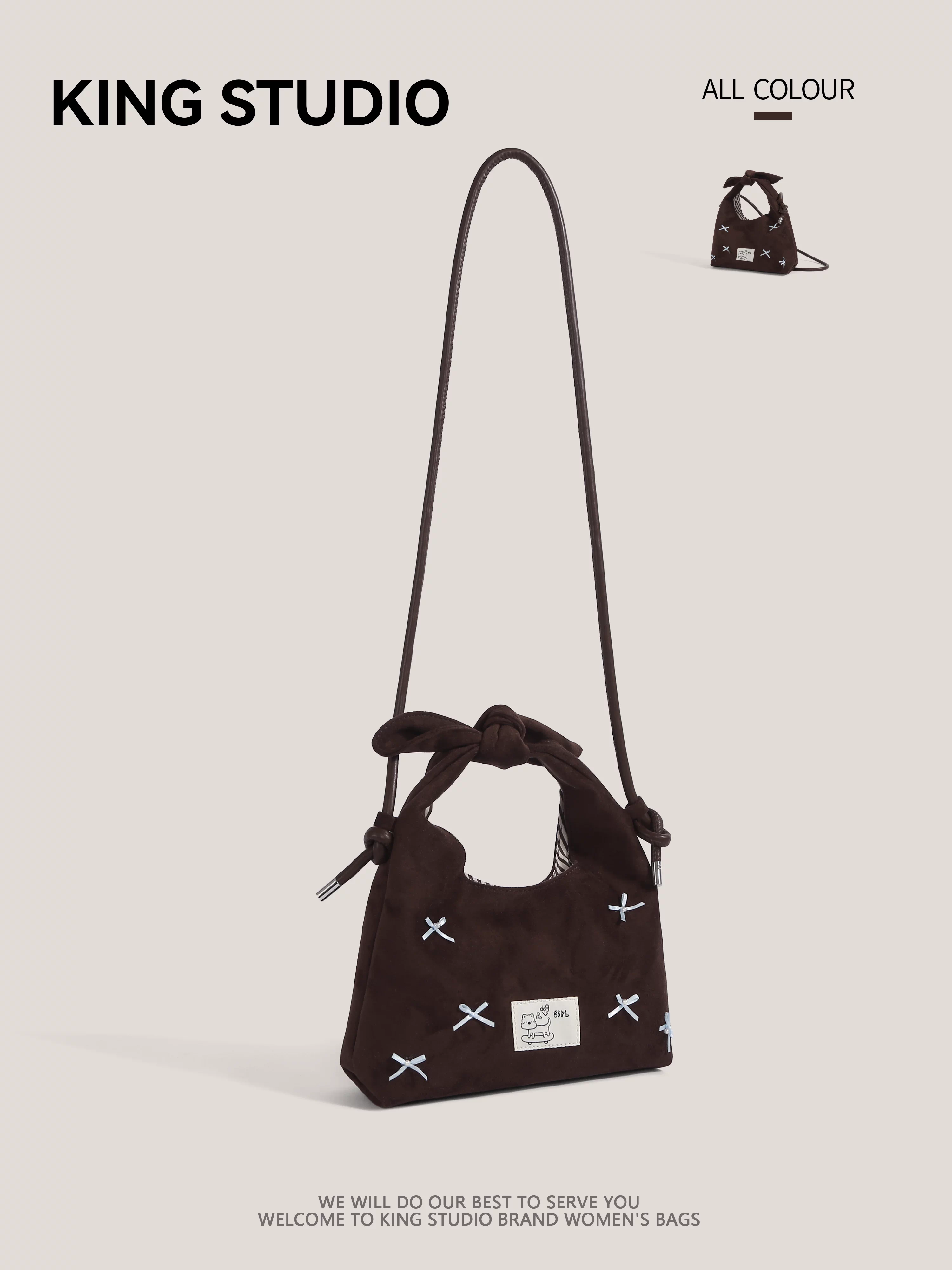 Túi xách nơ nữ mùa thu đông 2025, kiểu dáng mới lạ, retro, đa năng, đeo vai, đeo chéo, kiểu bánh bao