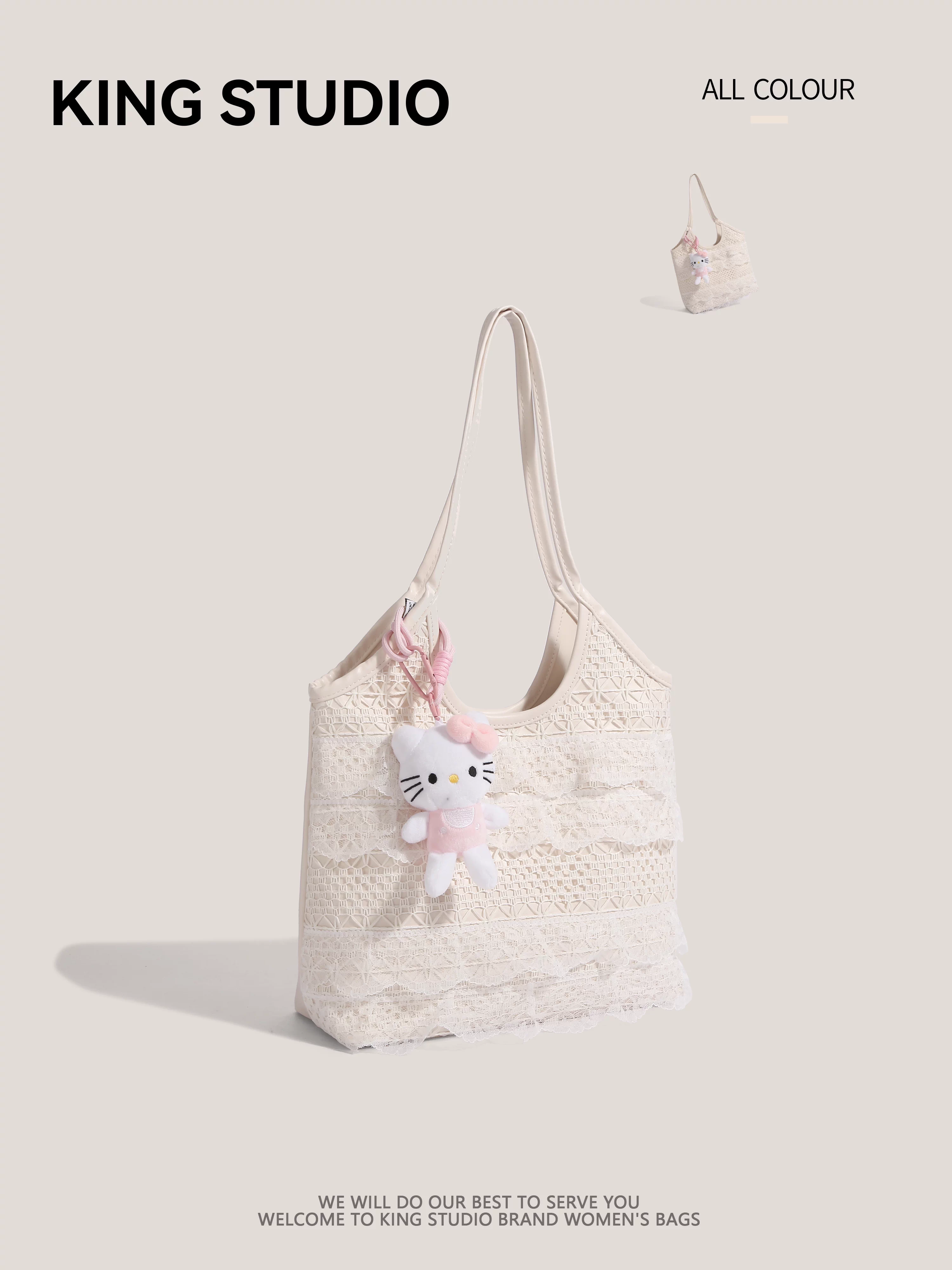 Túi đeo vai nữ chất liệu lưới ren phong cách tiên nữ, mùa hè 2025, kiểu dáng thường ngày, dung tích lớn, thích hợp đi làm