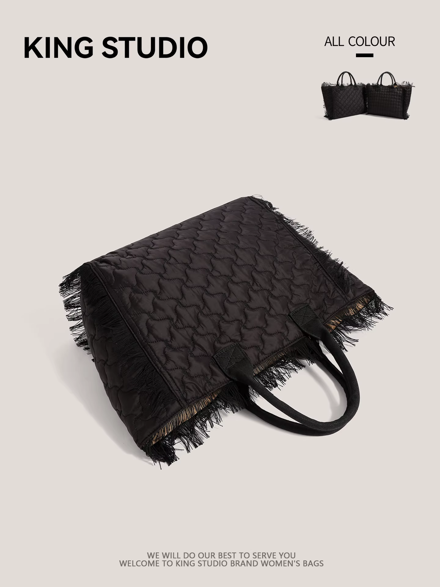 Túi tote tua rua cao cấp dành cho nữ, mẫu mới 2025, dung tích lớn, thời trang, đa năng, thêu nổi.