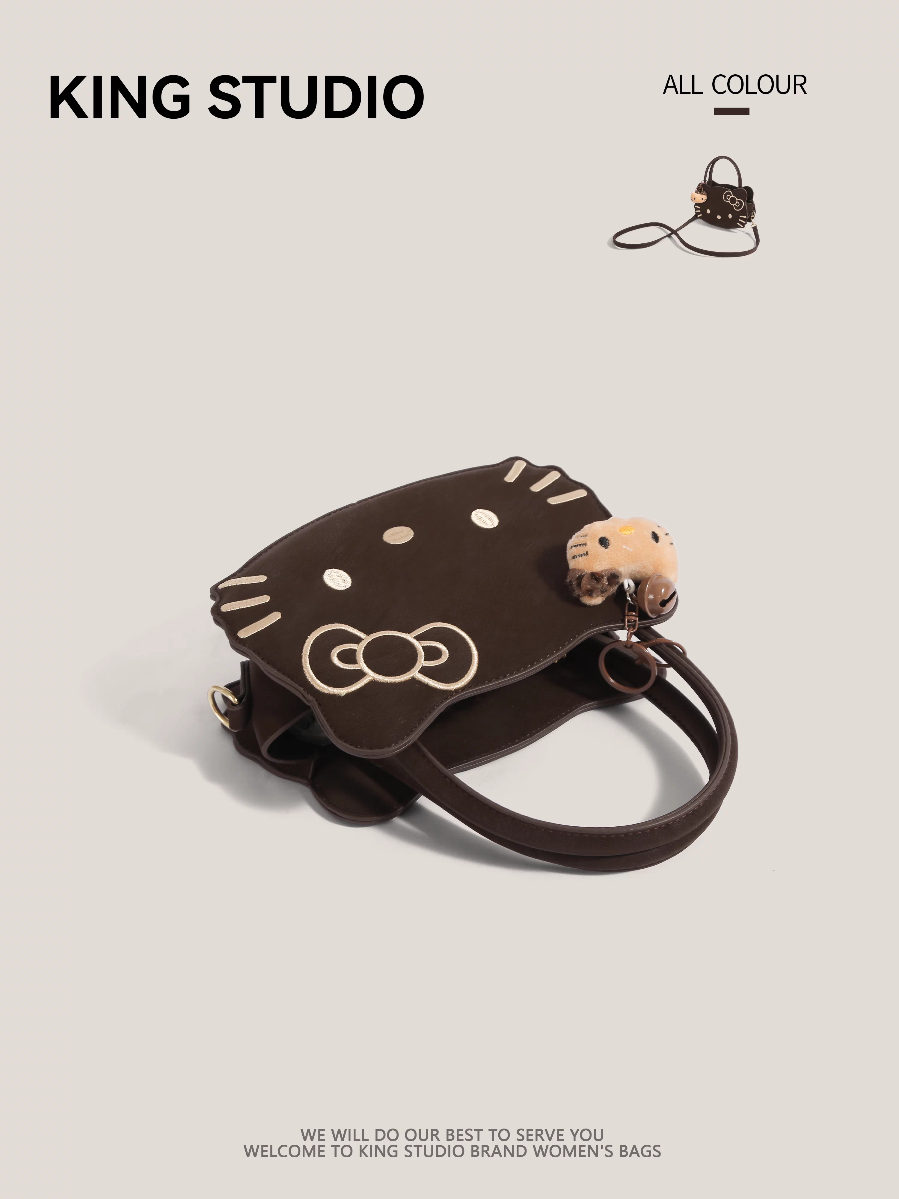 Túi xách Hello Kitty dễ thương dành cho nữ 2025, thiết kế retro độc đáo, đa năng, đeo vai, đeo chéo, thích hợp đi làm