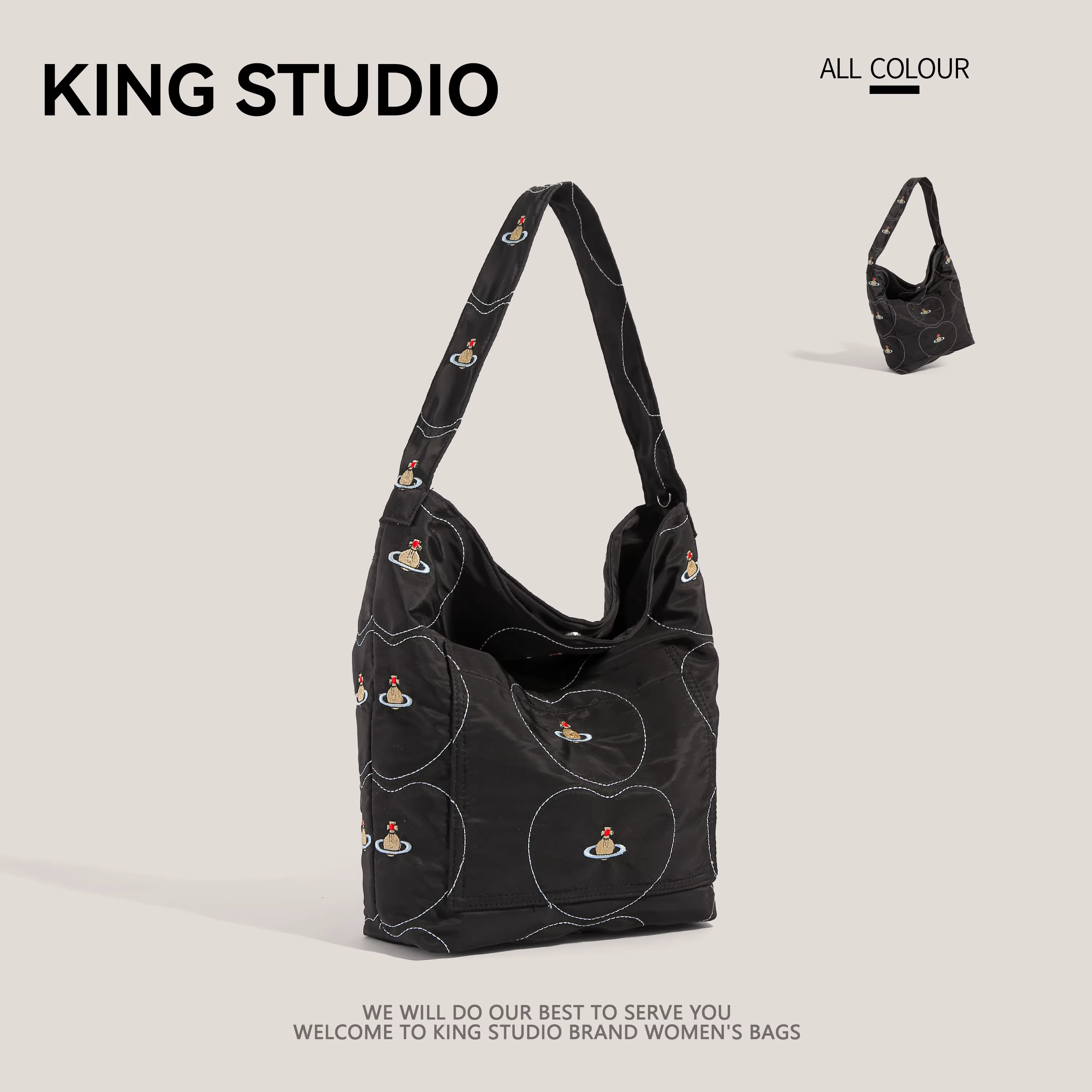 Túi vải thêu hình sao Thổ dành cho nữ, mẫu mới 2025, thời trang mùa hè, kiểu dáng giản dị, dung tích lớn, túi đeo chéo, túi đi làm, túi đeo vai