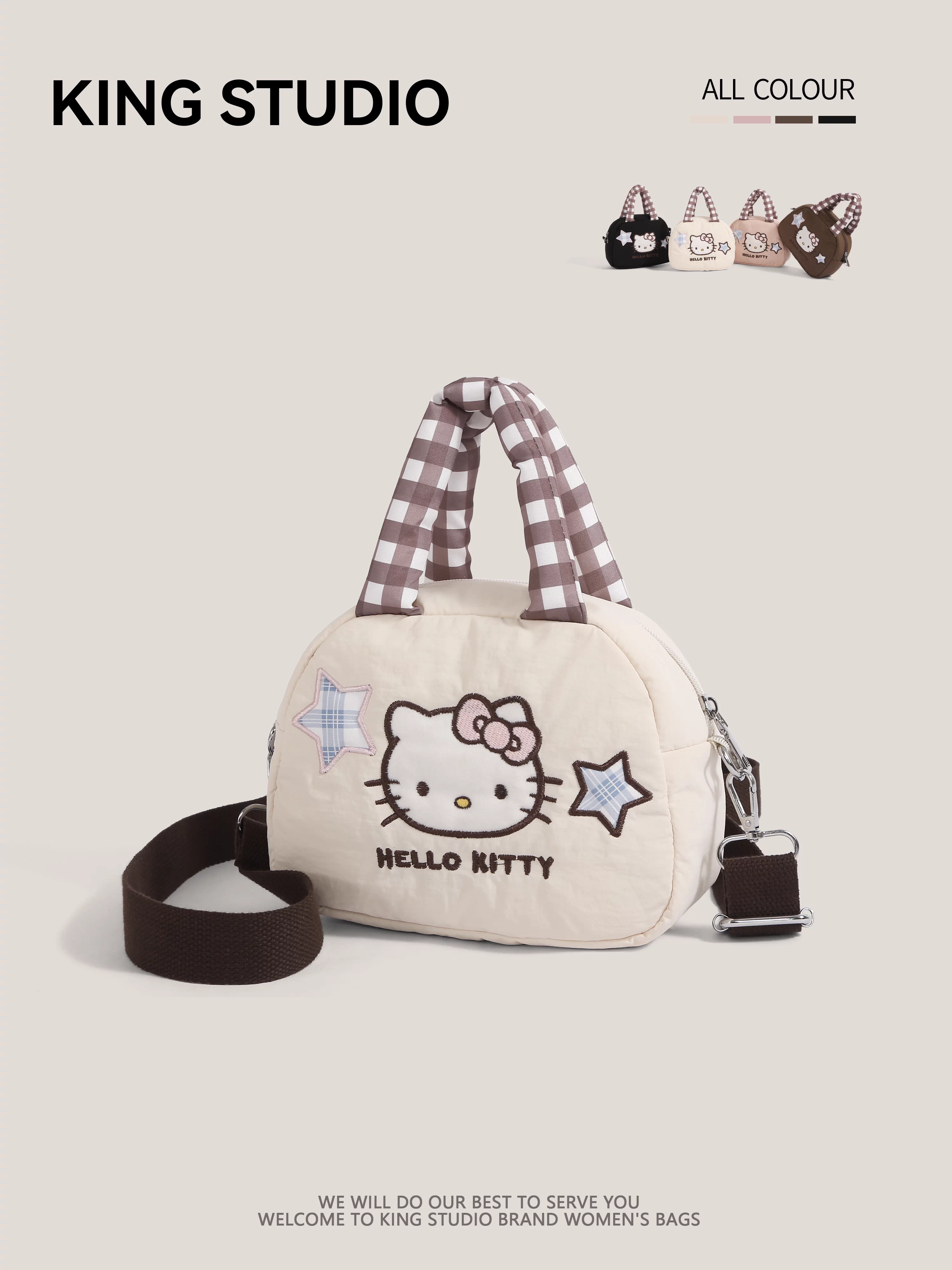 Túi xách Hello Kitty dễ thương dành cho nữ 2025, mẫu hoạt hình Hello Kitty mới, túi mây đeo vai đeo chéo