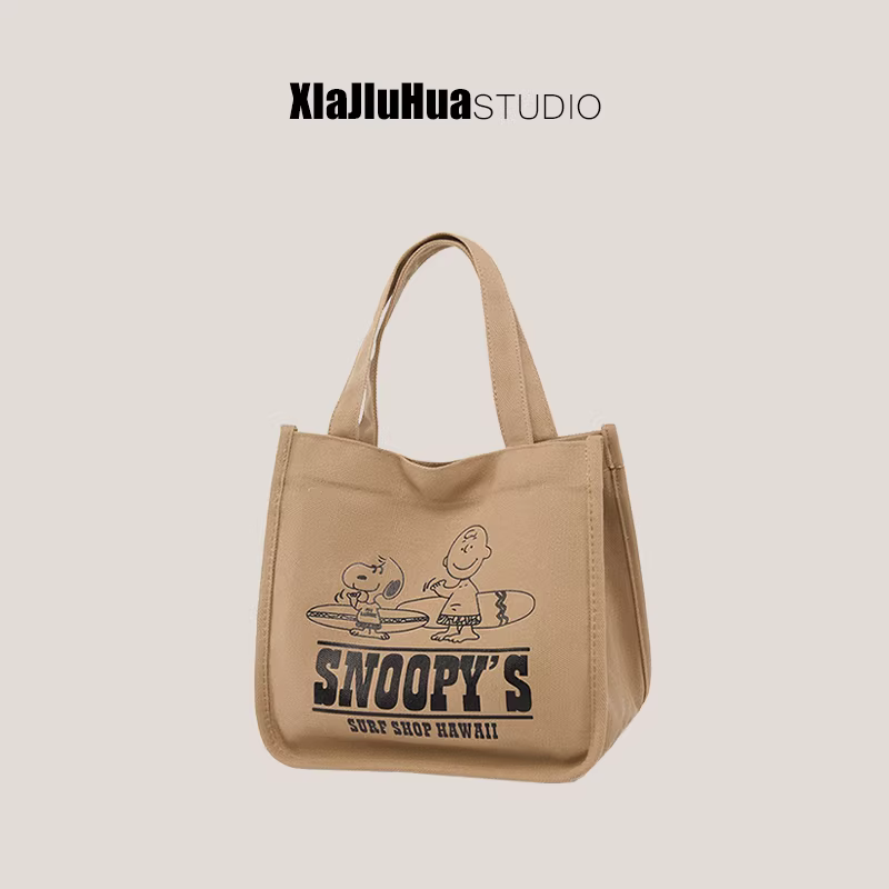 Túi vải canvas Snoopy mới của DrinKing, túi đựng đồ có sức chứa lớn, hình hoạt hình, tiện lợi mang theo