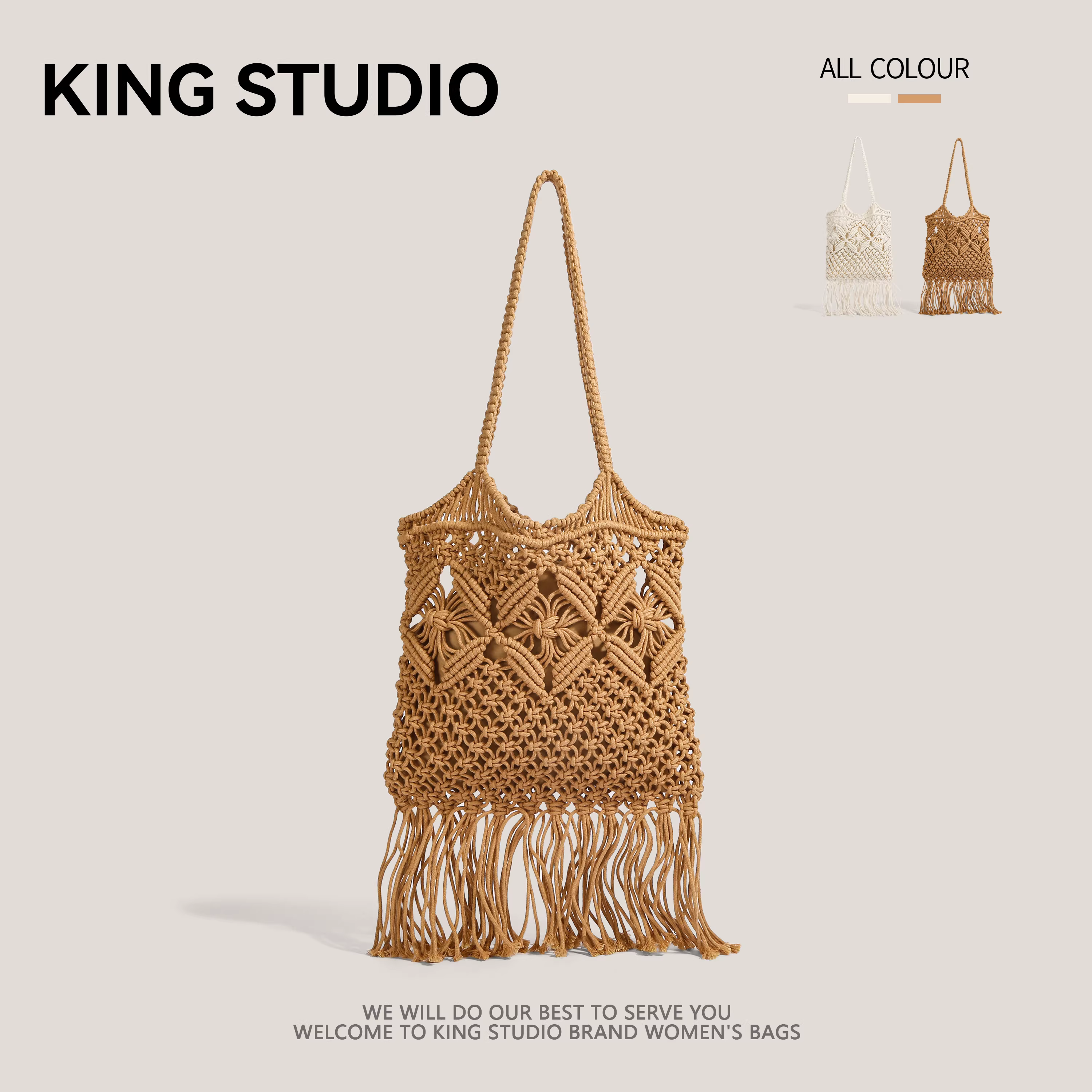 Túi xách nữ kiểu dáng cổ điển Hàn Quốc, túi tua rua phong cách bohemian, túi du lịch đi biển dung tích lớn