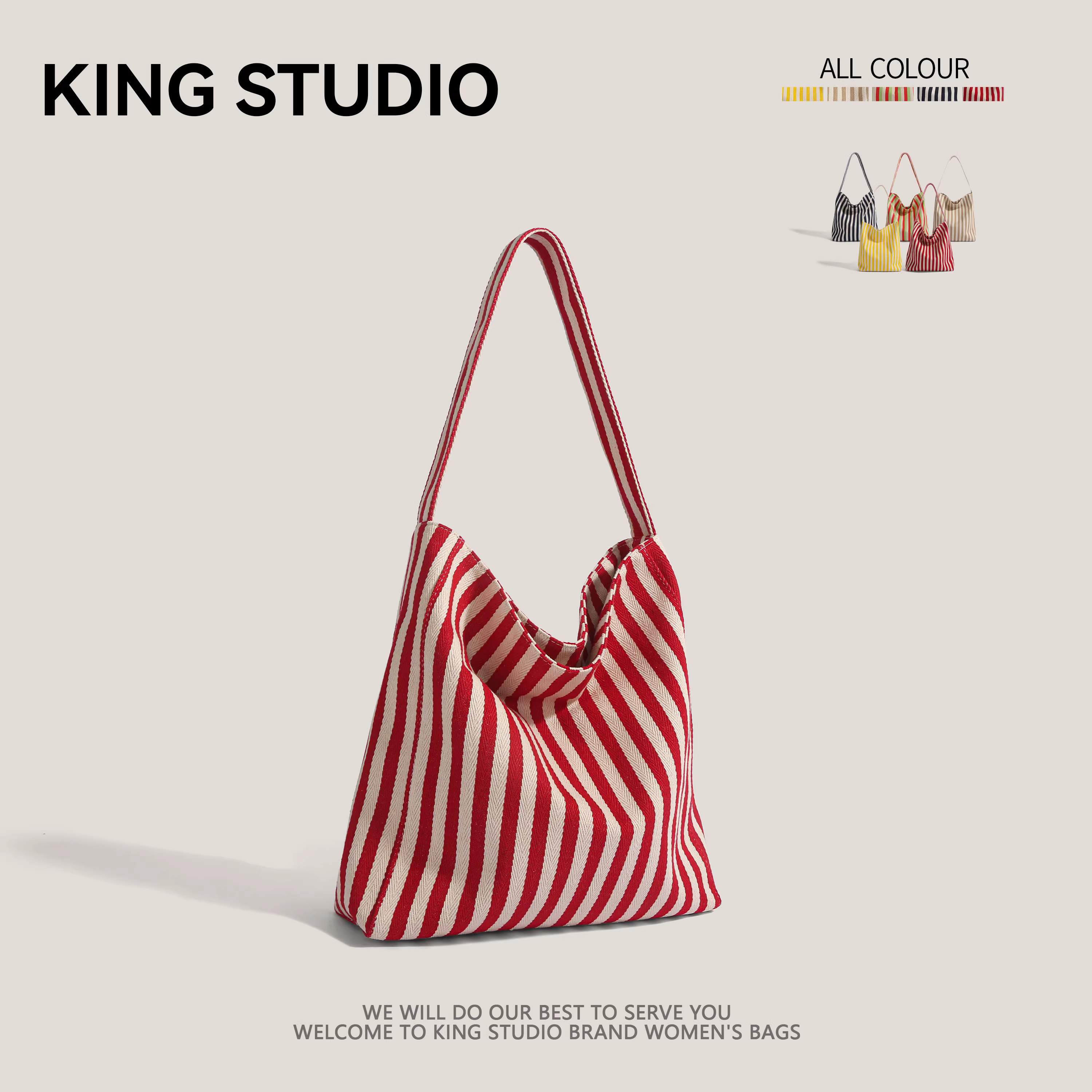 Túi xách kẻ sọc dung tích lớn dành cho nữ, mẫu mới hè 2025, phong cách Hàn Quốc, túi tote đi làm, phong cách học sinh, túi mua sắm thường ngày