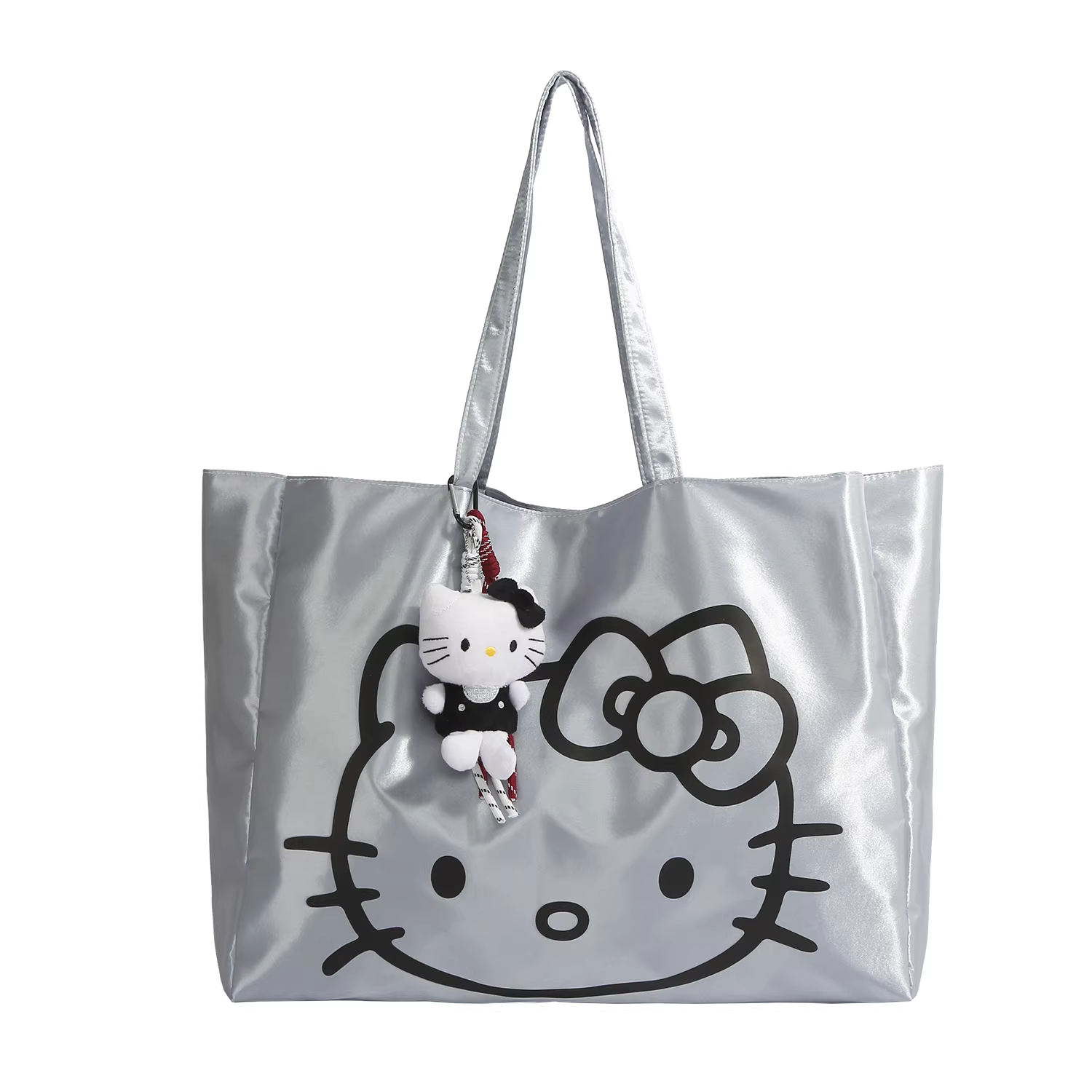 Túi tote laser bạc HelloKitty dung tích lớn dễ thương Túi đeo vai Hello Kitty dễ thương Túi mua sắm cầm tay