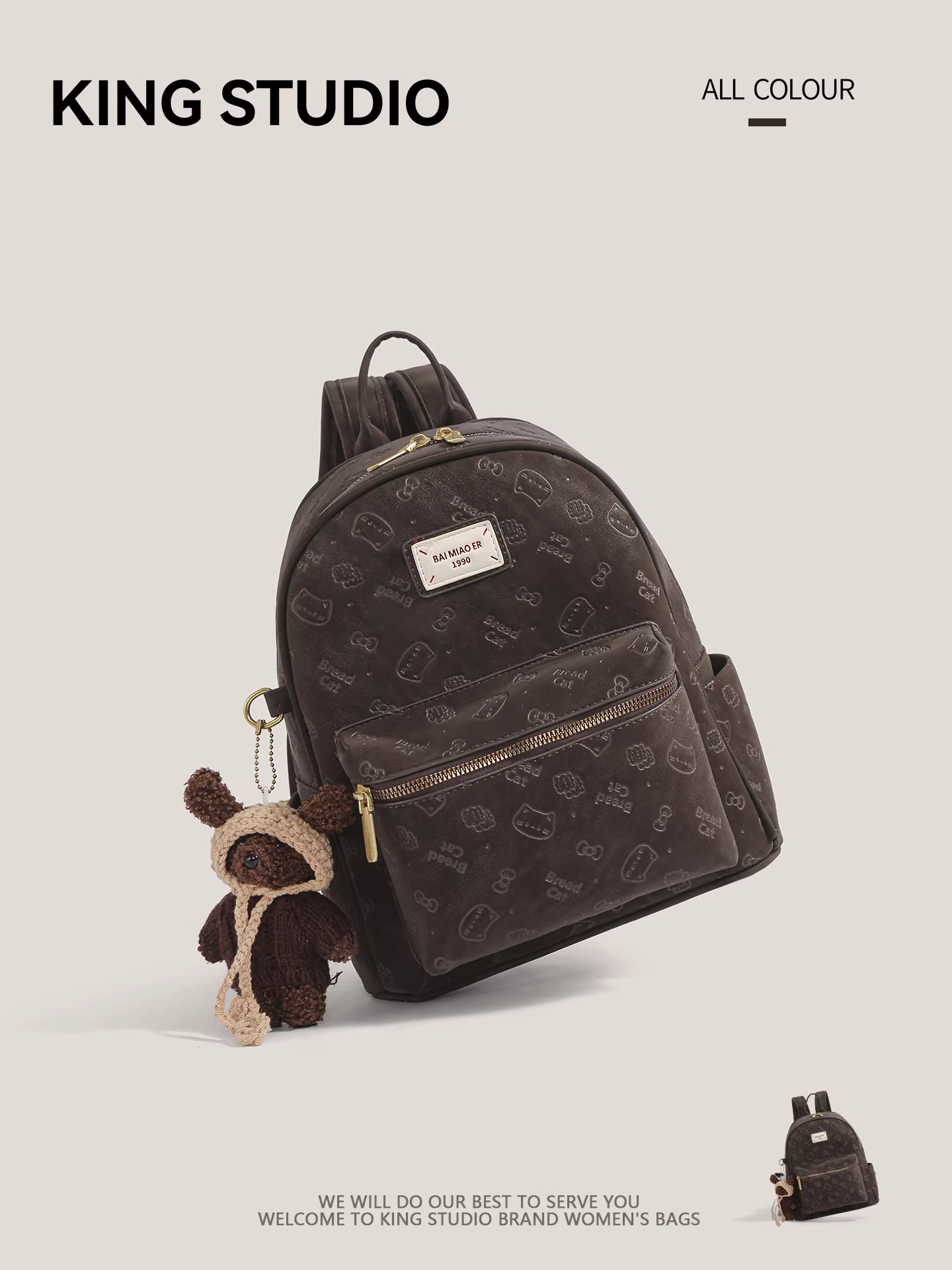 Ba lô mèo dễ thương phong cách retro dành cho nữ 2025, mẫu mới thời thượng, dung tích lớn, đa năng, thích hợp đi làm, đi học