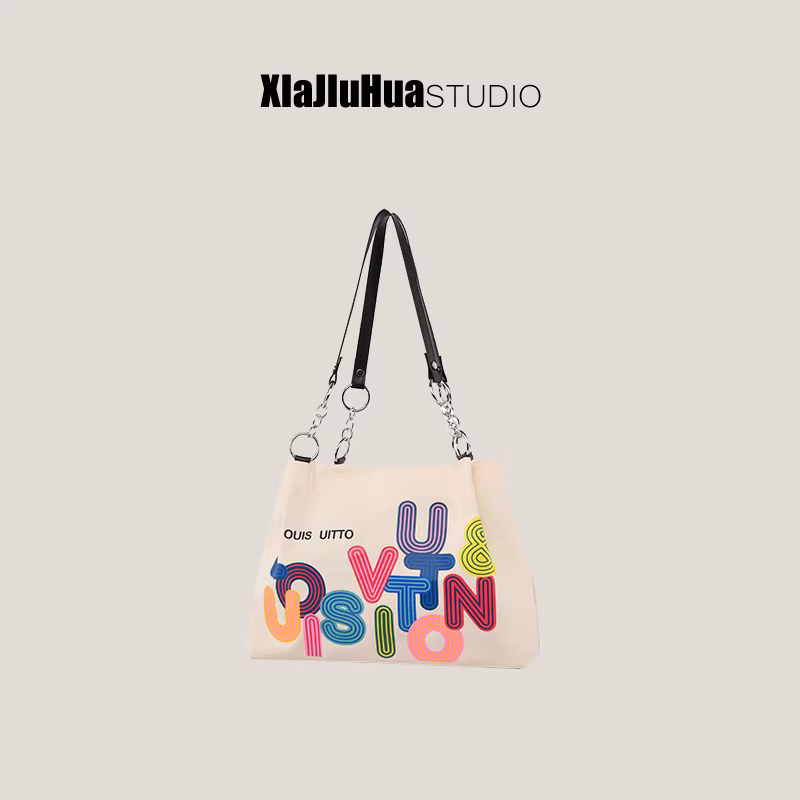 Túi xách cỡ lớn dành cho nữ 2025, in chữ mới, dùng đi làm và đi học, túi đeo vai đơn