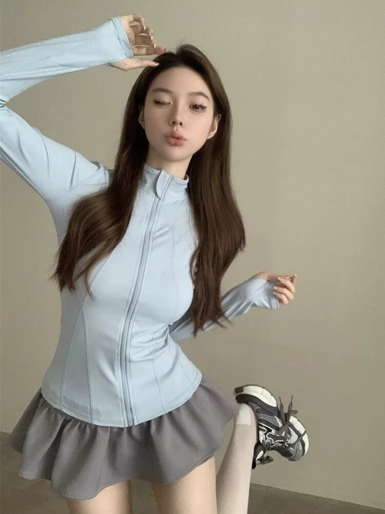 Áo khoác thể thao dành cho nữ, dáng ôm, chống nắng, trang phục tập yoga, áo cardigan, trang phục tập thể dục chạy bộ, trang phục tập Pilates chuyên nghiệp, thuần khiết và quyến rũ.
