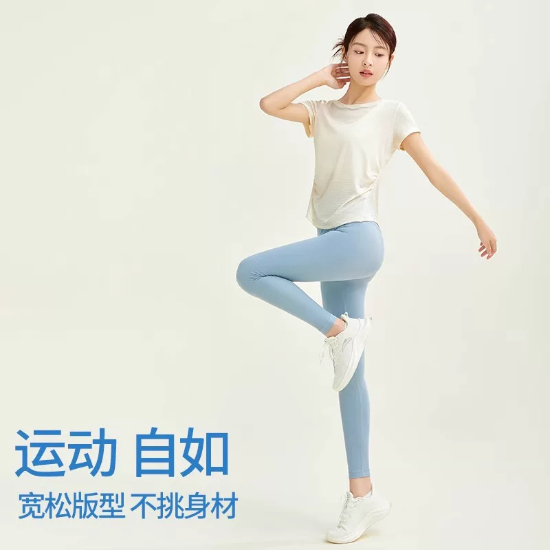 Áo tập thể thao nữ tay ngắn mùa xuân hè 2025 kiểu mới, chất liệu thoáng khí, áo thun yoga chuyên nghiệp, áo thể thao chạy bộ, áo tập Pilates