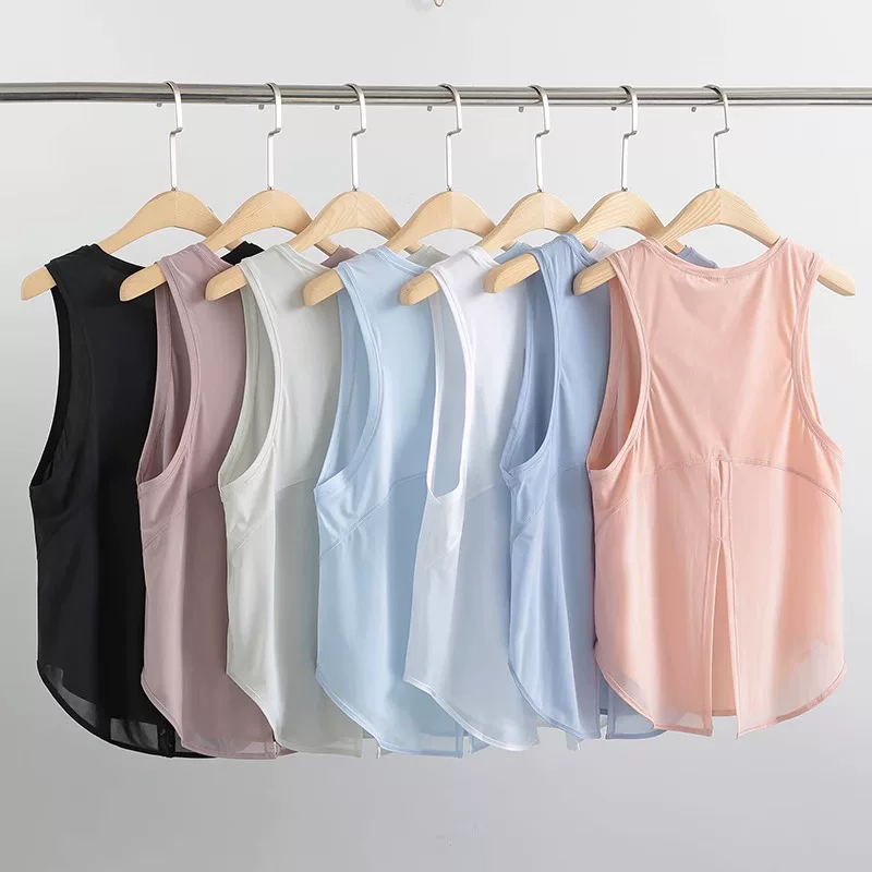 Áo vest thể thao rộng rãi dành cho nữ, áo khoác không tay, trang phục tập yoga mỏng nhanh khô, áo chạy bộ và tập thể dục mùa hè để mặc ngoài.