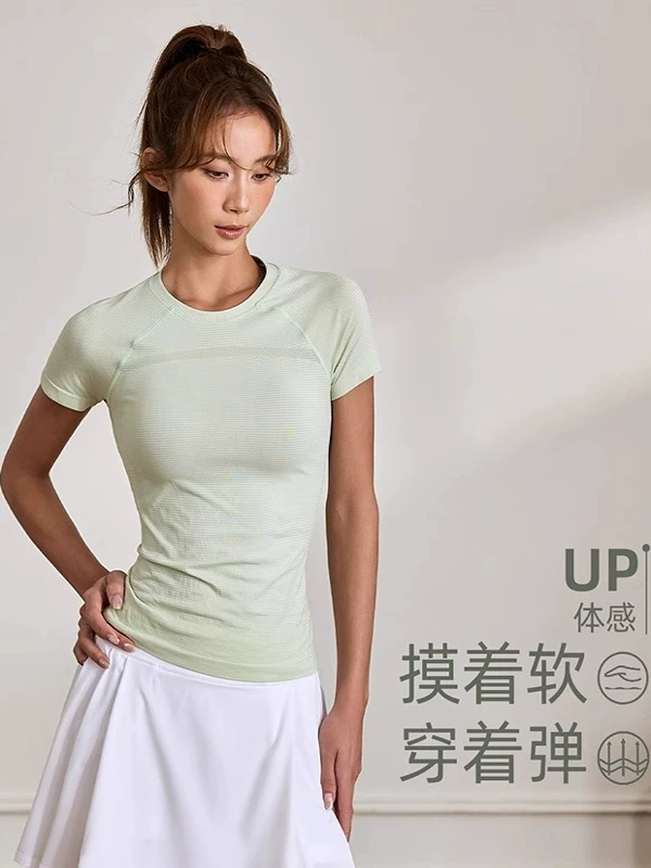 Áo tập yoga ngắn tay ôm sát, áo thể thao, áo tập chạy bộ, áo tập Pilates tay lửng năm 2025