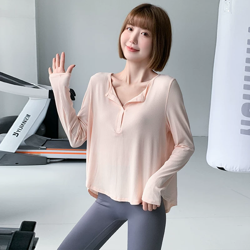 Quần áo tập yoga chất lượng cao dành cho nữ, áo thể thao chạy bộ dài tay giúp thon gọn vóc dáng, cỡ lớn, quần áo tập thể dục thân thiện với làn da và thoải mái, mùa hè 2023