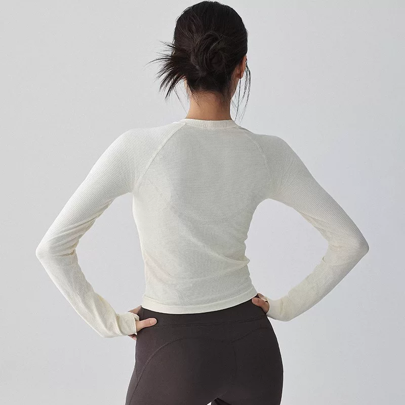 Quần áo tập yoga dài tay dành cho nữ mùa thu dáng ôm vừa vặn nhanh khô thoáng khí thể thao Áo thun tập chạy bộ Quần áo tập thể dục Pilates