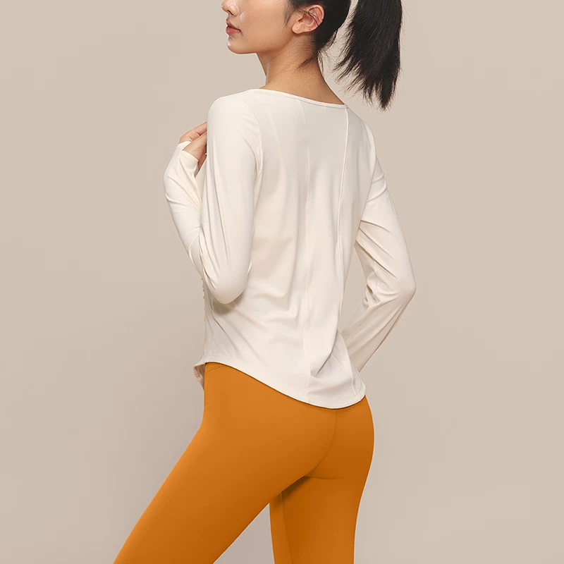 Quần áo tập yoga ôm sát dành cho nữ, trang phục thể thao nhanh khô, áo thể thao, trang phục tập Pilates, áo khoác dài tay, thu đông 2024.