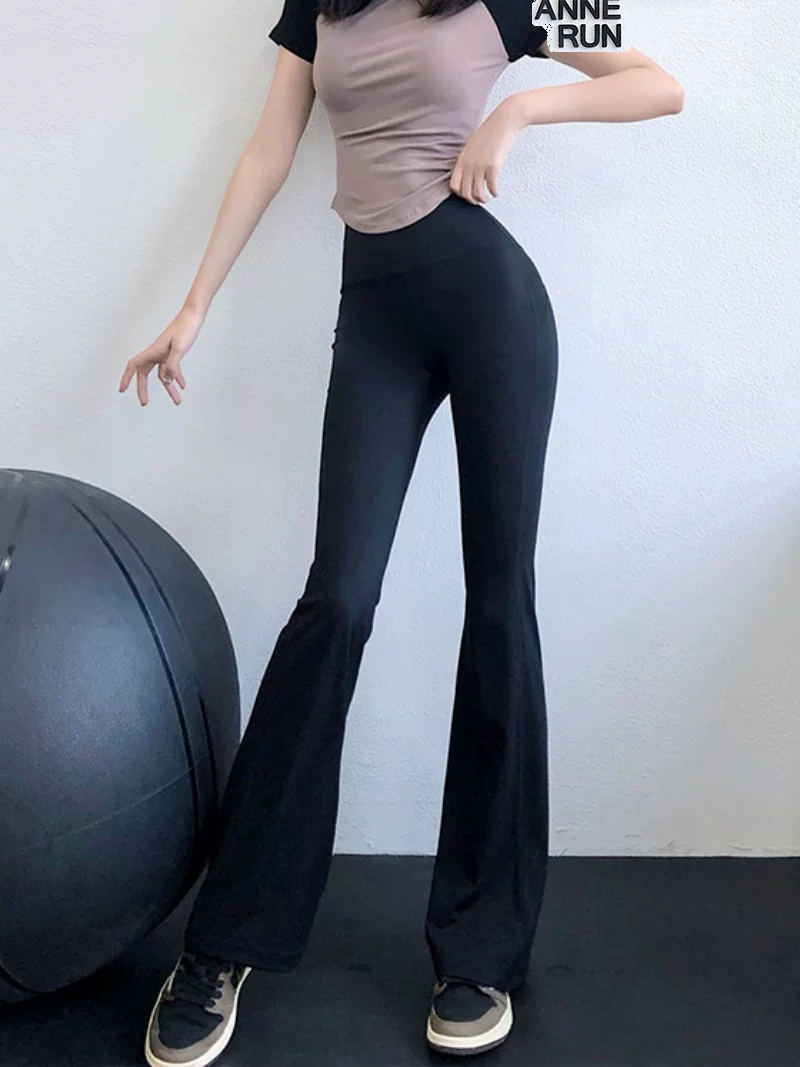 Quần tập yoga ống rộng cho nữ, cạp cao, nâng mông, giảm béo, quần thể thao, thường ngày, cảm giác trần trụi, quần ống loe co giãn cao, mẫu mới 2023.