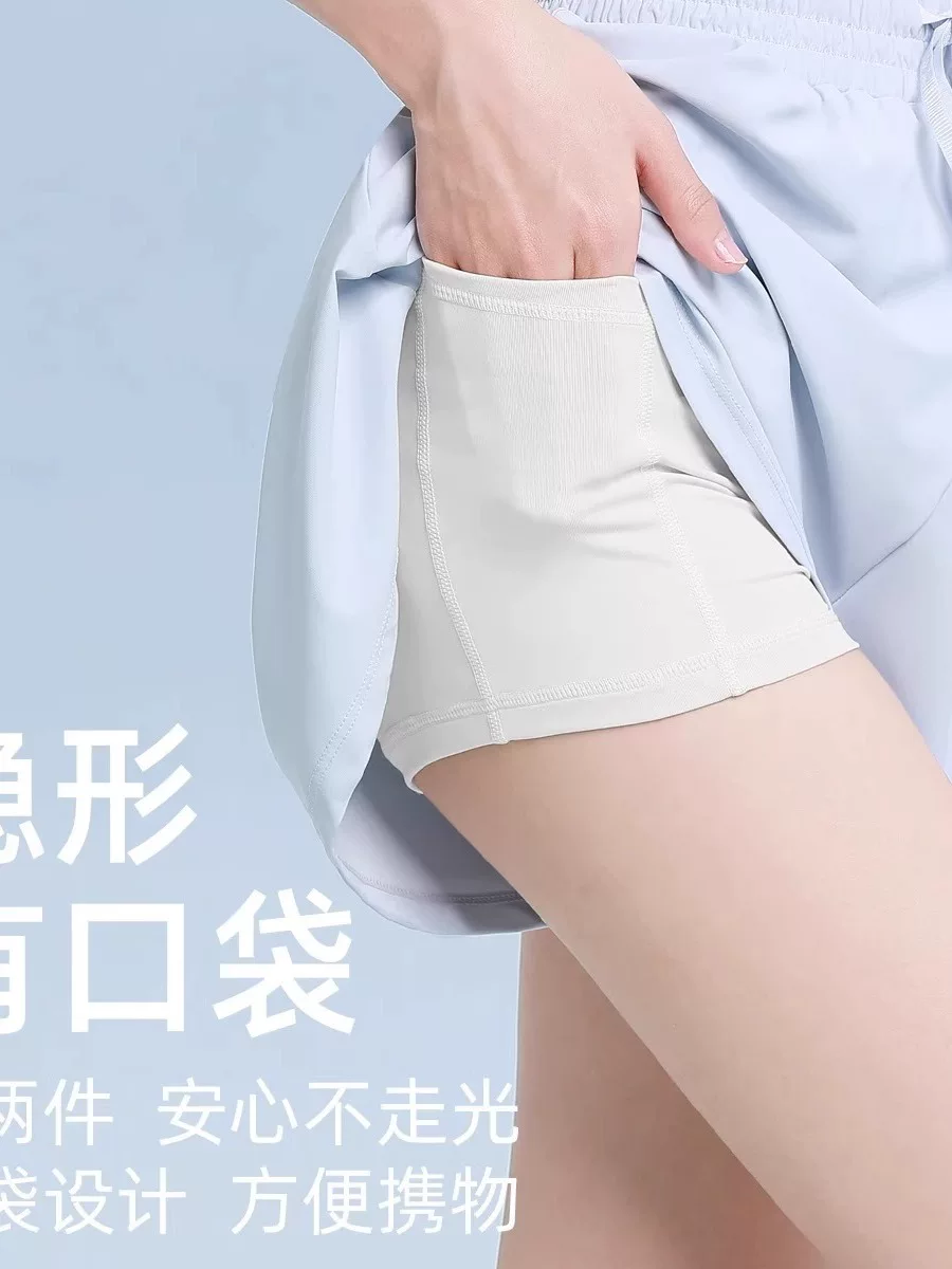 Quần short thể thao cạp cao dành cho nữ, quần váy cầu lông chuyên nghiệp, trang phục tập yoga, chạy bộ thể dục, váy tennis hai mảnh, phong cách thường ngày.