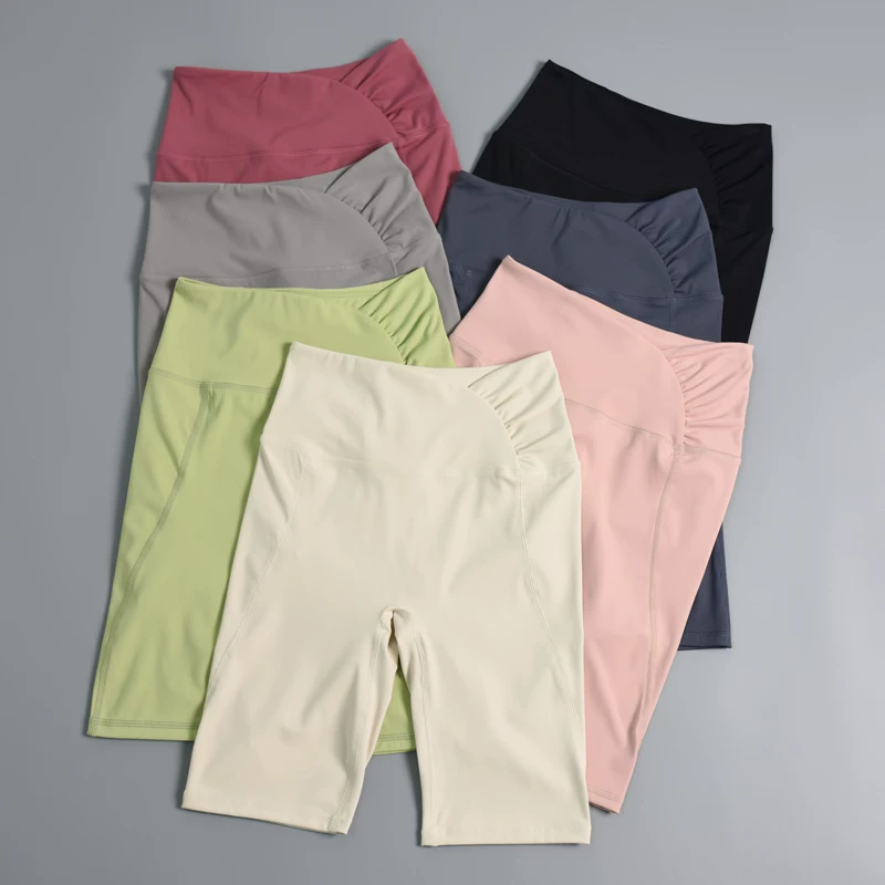 Quần short bó sát nhanh khô dành cho nữ, quần tập yoga cạp cao nâng mông co giãn, quần legging giảm béo, quần đạp xe ngoài trời.