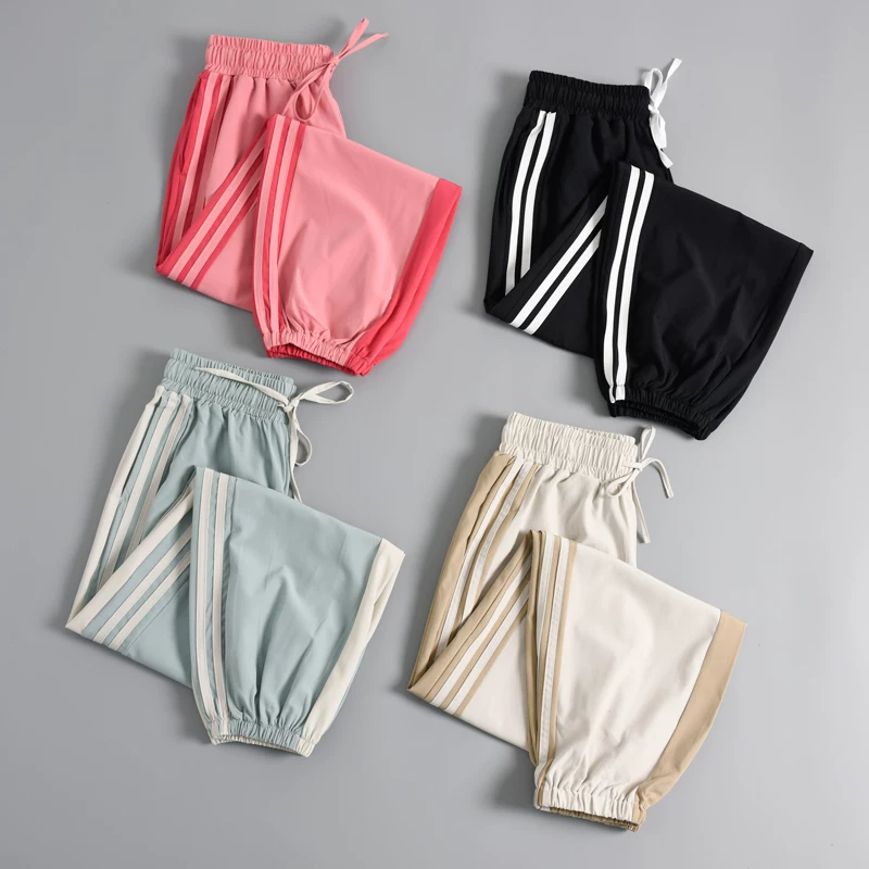 Quần jogger nữ dáng rộng, kiểu mới, giúp thon gọn vóc dáng, quần tập yoga cao cấp phối màu sọc.